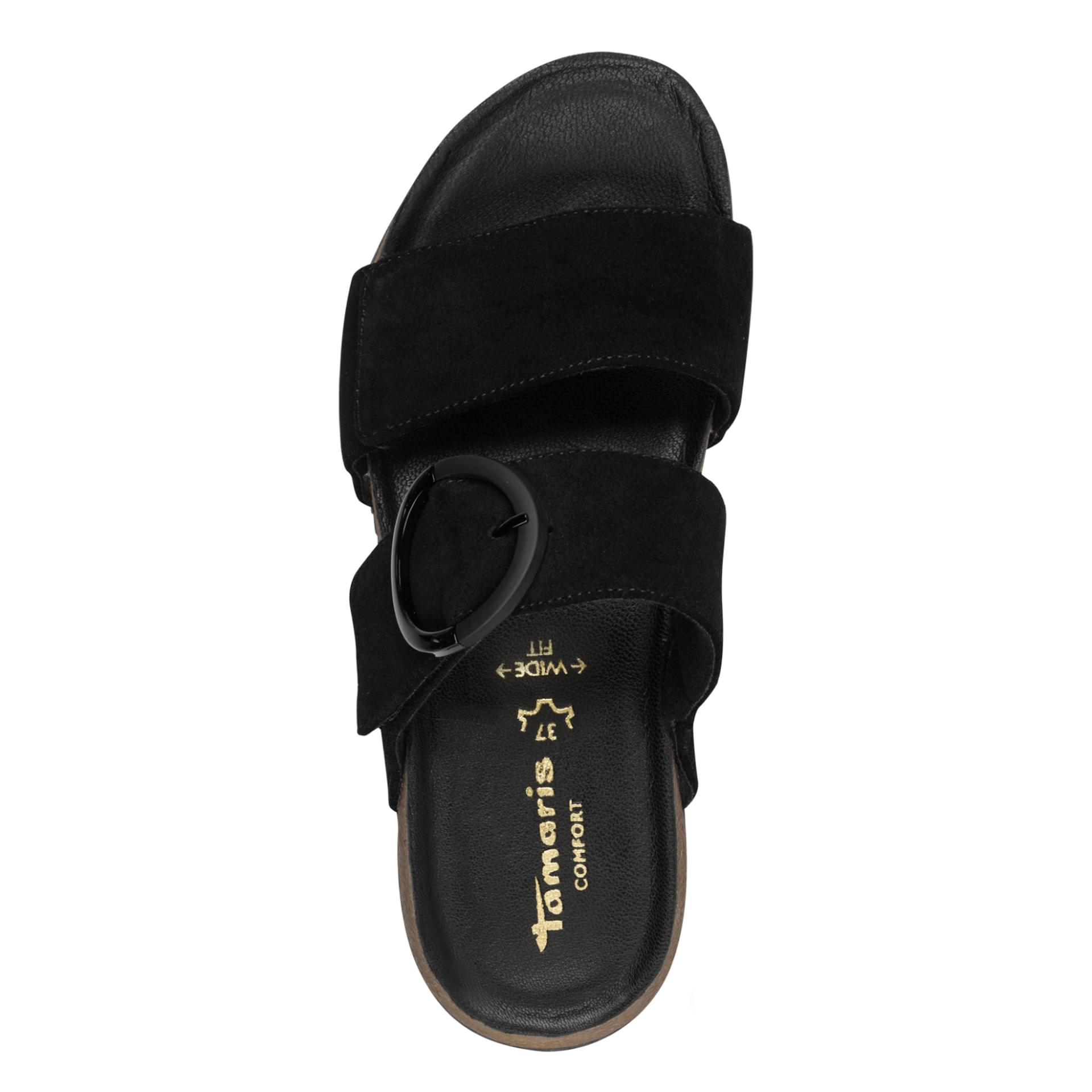 Tamaris Comfort Alia Loafers in Black Suede, top view (SKU 8-87212-46--019)