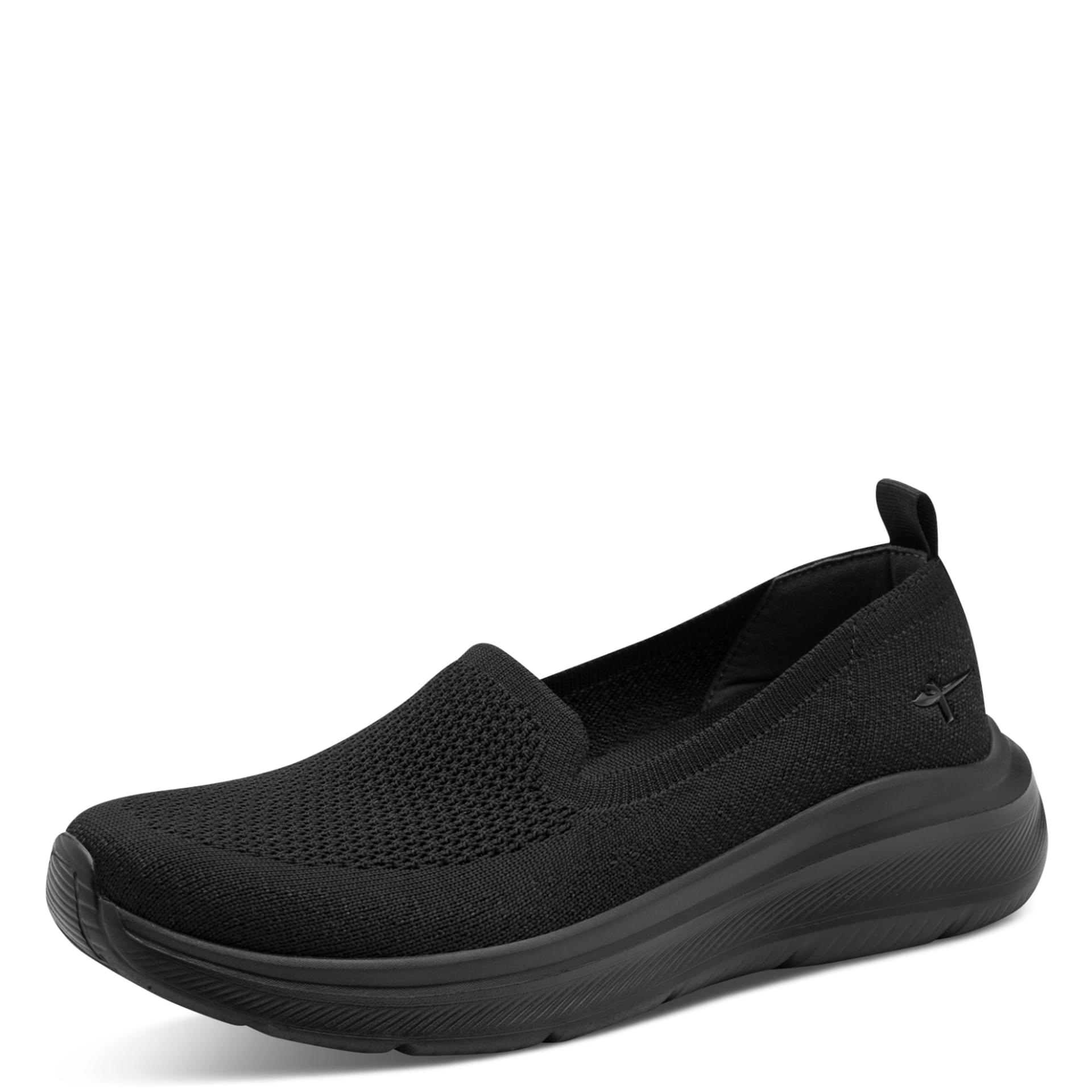 Tamaris Comfort Amelie Slippers in Black Uni, three-quarter view (SKU 8-84702-45--007)