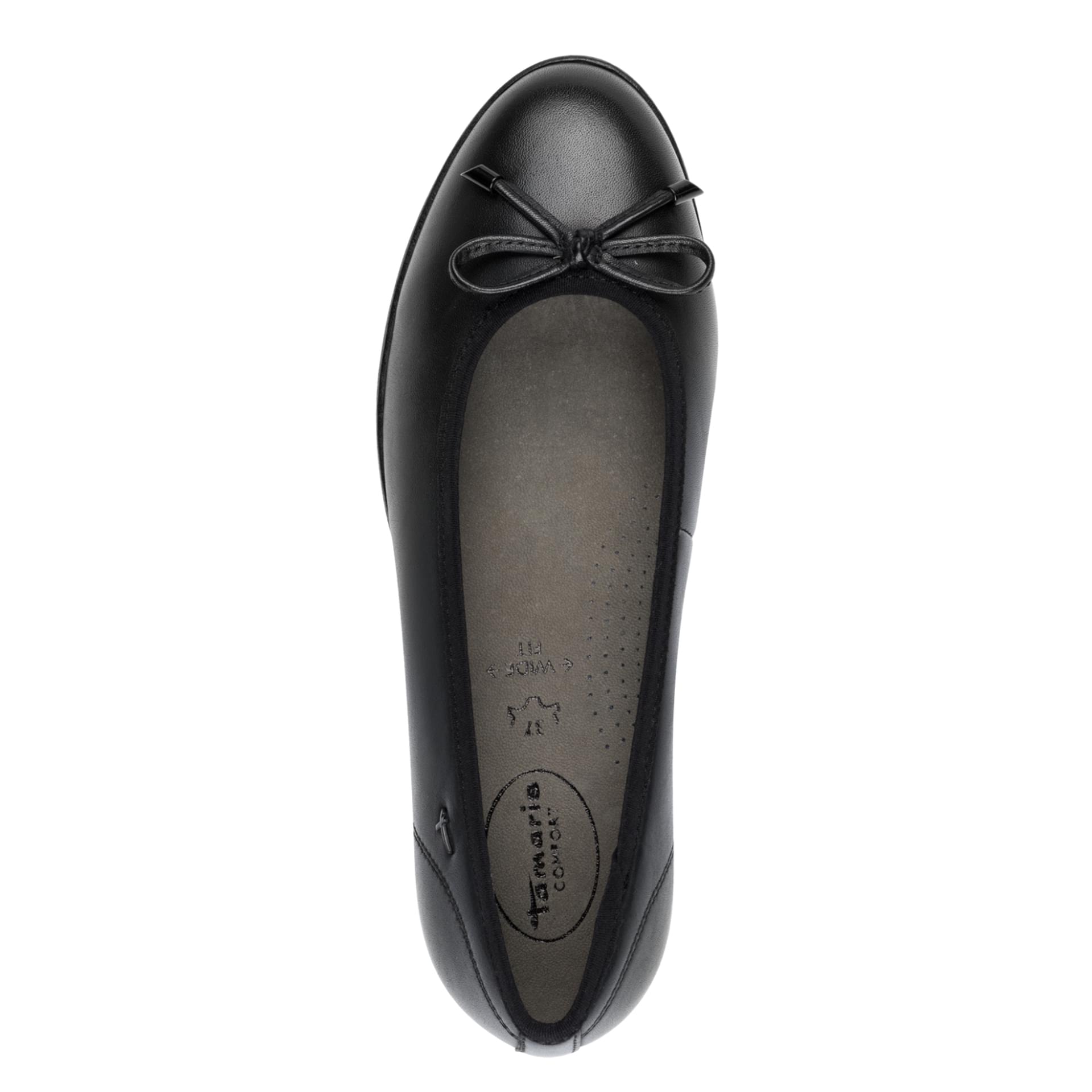 Tamaris Comfort Amy Ballerinas in Black, top view (SKU 8-82201-45--001)