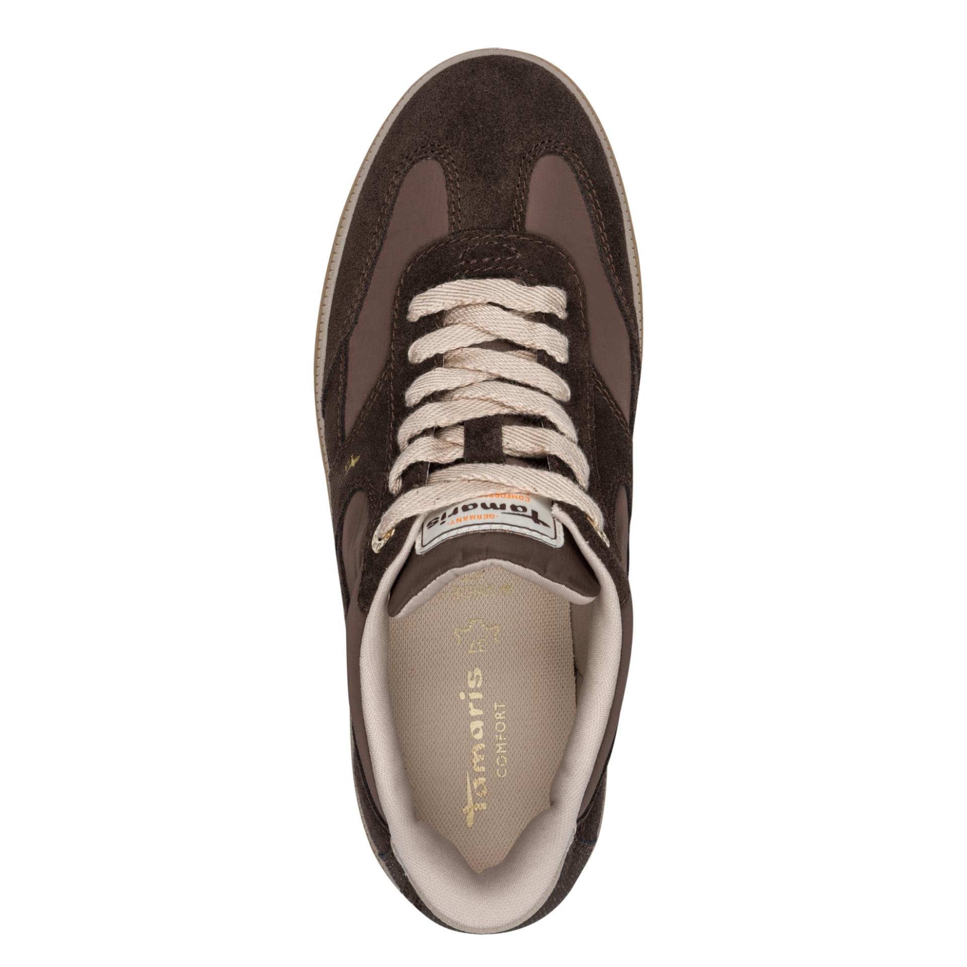 Tamaris Comfort Anne Sneakers leer in Mocca, bovenaanzicht (SKU 8-83708-47--304)