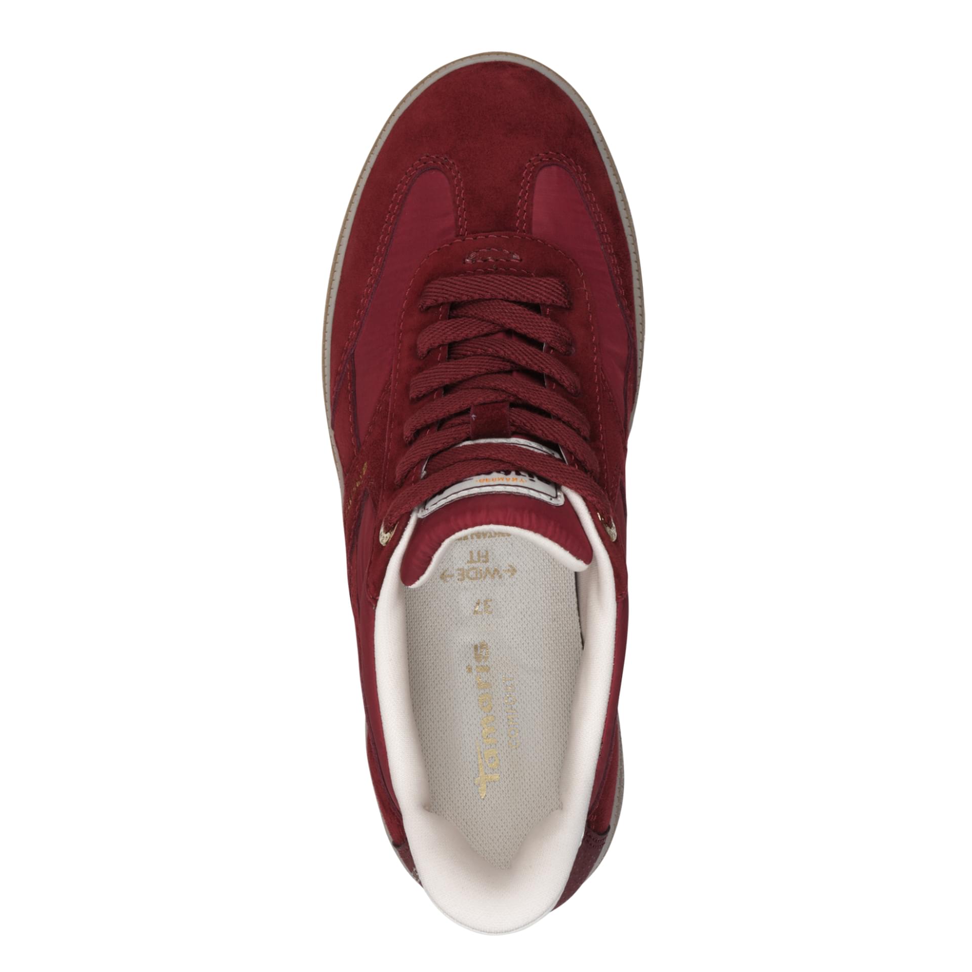 Tamaris Comfort Anne Sneakers in Cranberry, top view (SKU 8-83708-47--535)