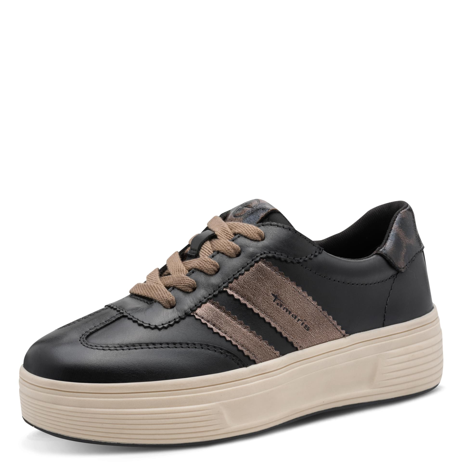 Tamaris Comfort Anne Sneakers in Black, driekwartaanzicht (SKU 8-83716-47--001)