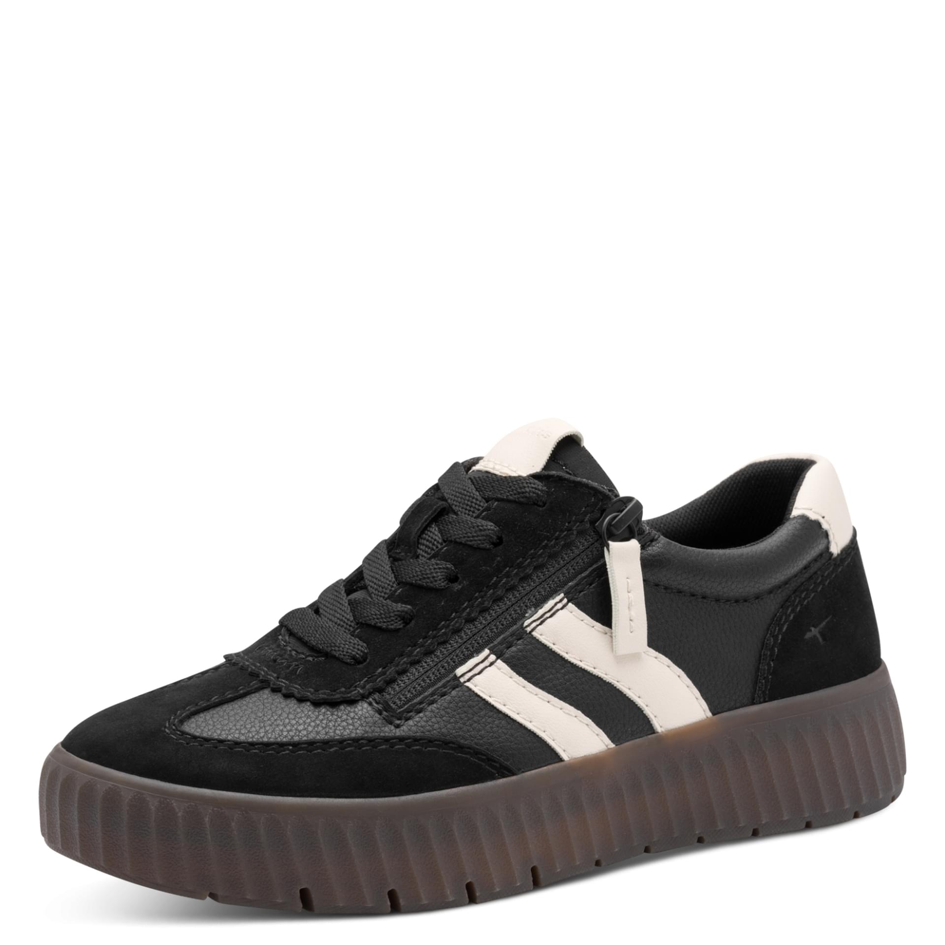 Tamaris Comfort Anne Sneakers in Black Comb, three-quarter view (SKU 8-83729-45--098)