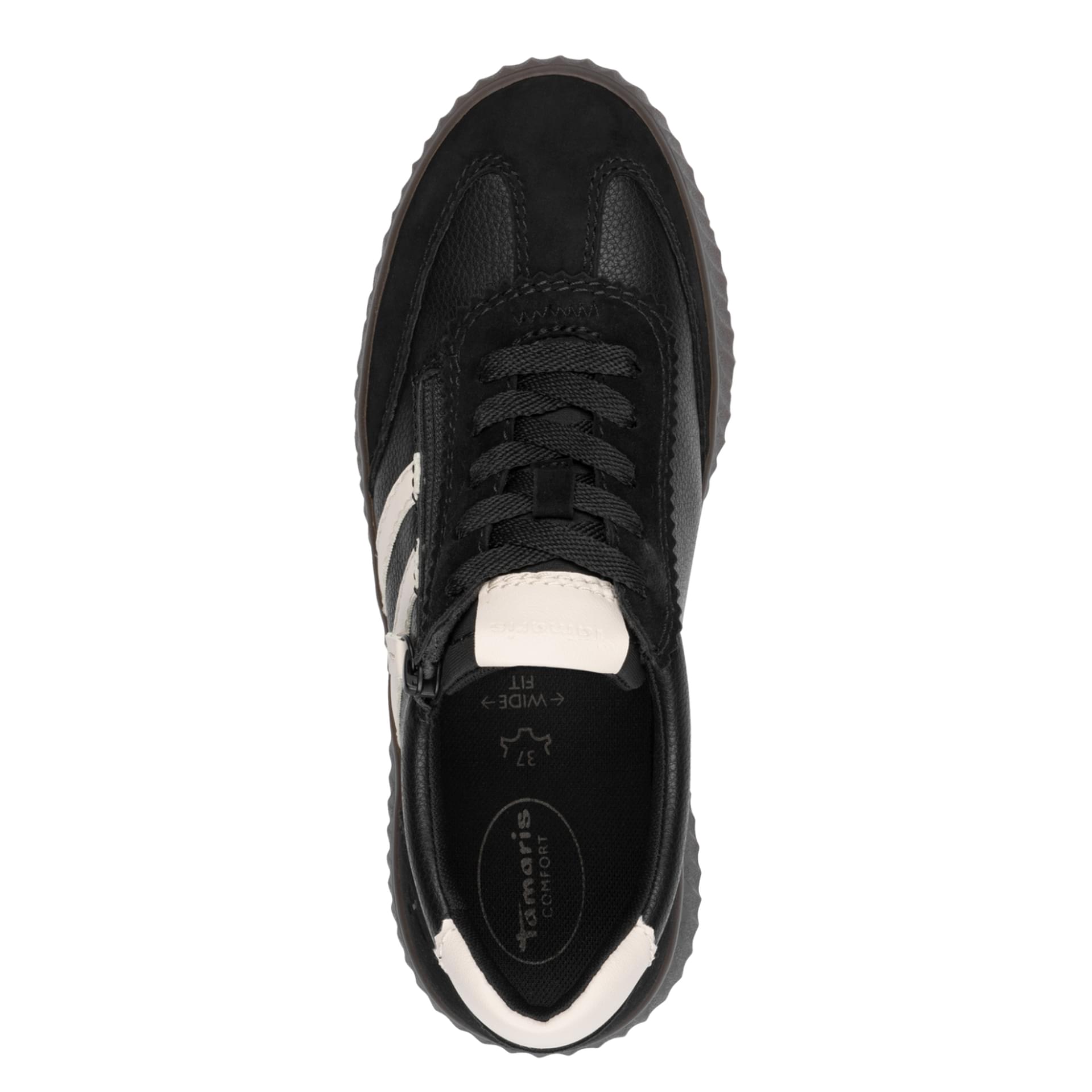 Tamaris Comfort Anne Sneakers in Black Comb, top view (SKU 8-83729-45--098)
