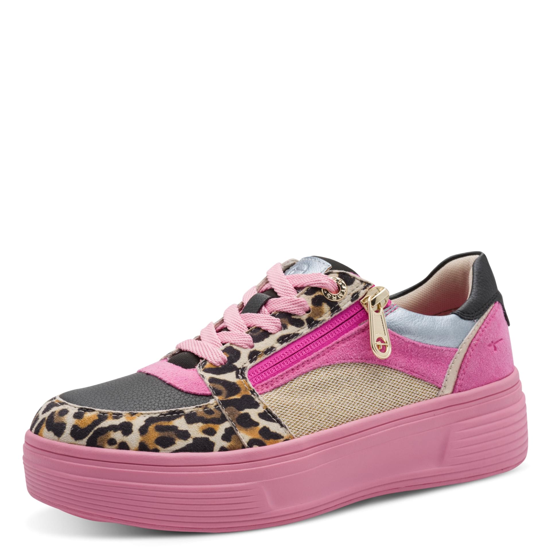 Tamaris Comfort Ava Sneakers in Pink Multi, vue trois-quarts (SKU 8-83715-44--591)