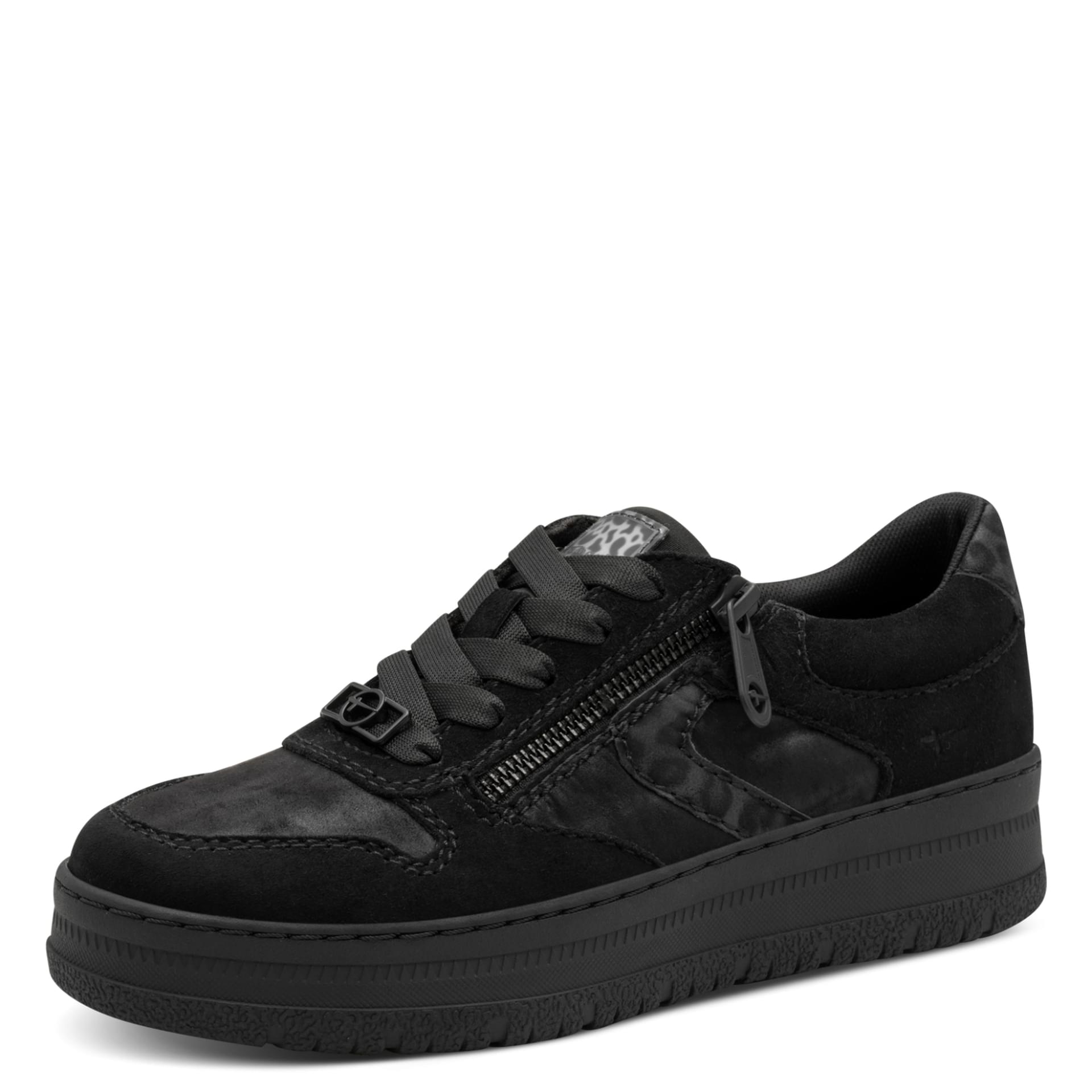 Tamaris Comfort Ava Sneakers in Black Comb, vue trois-quarts (SKU 8-83717-45--098)