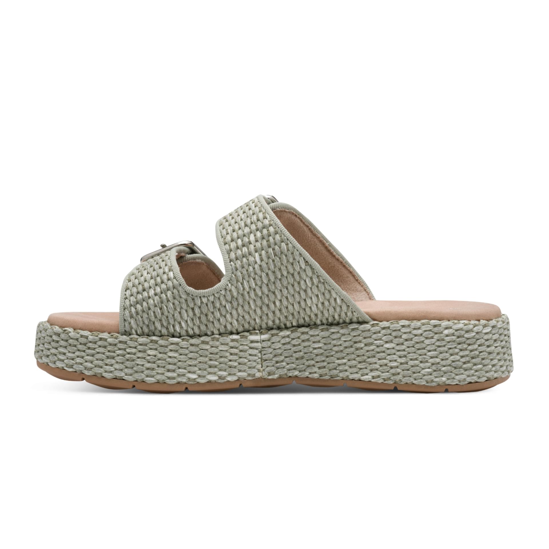 Tamaris Comfort Buno Mules cuir in Sage, côté intérieur (SKU 8-87211-46--701)