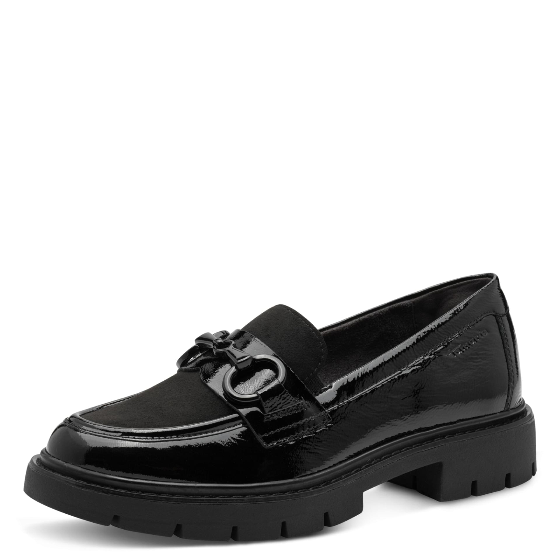 Tamaris Comfort Buta Mules in Black Comb, vue trois-quarts (SKU 8-84315-43--098)