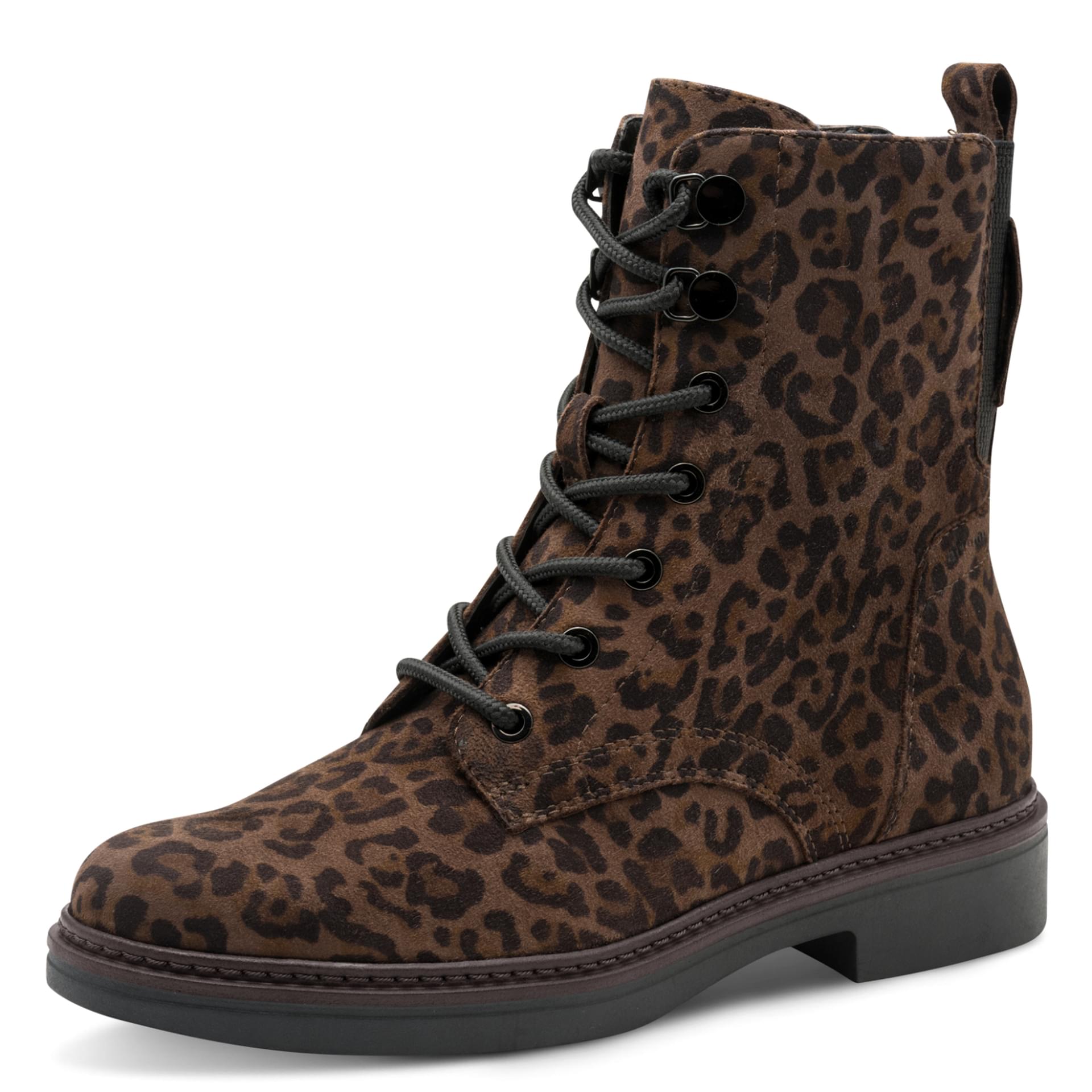 Tamaris Comfort Buta Bottines in Dark Leopard, vue trois-quarts (SKU 8-85107-43--911)