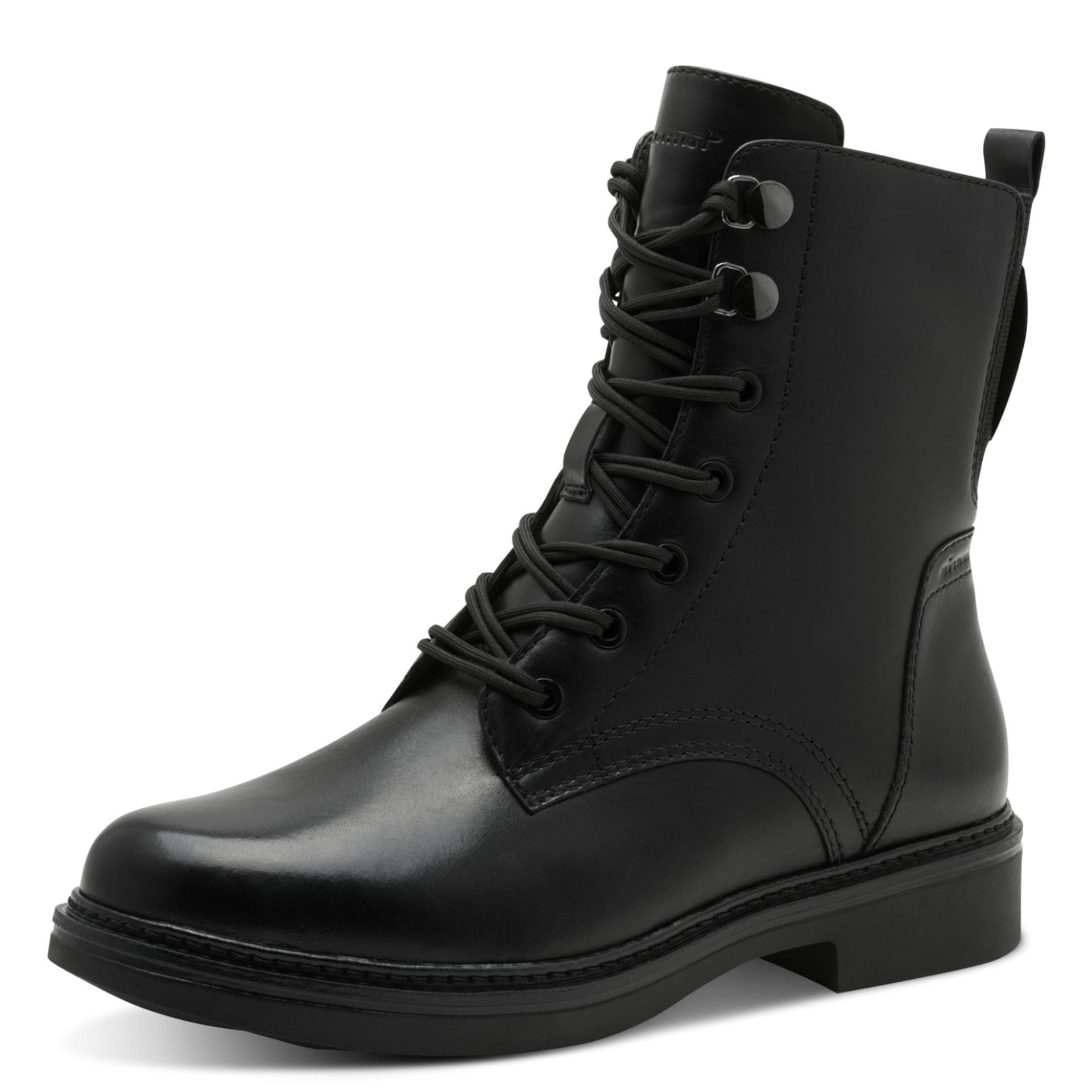 Tamaris Comfort Buta Ankle Boots in Black, three-quarter view (SKU 8-85197-45--001)