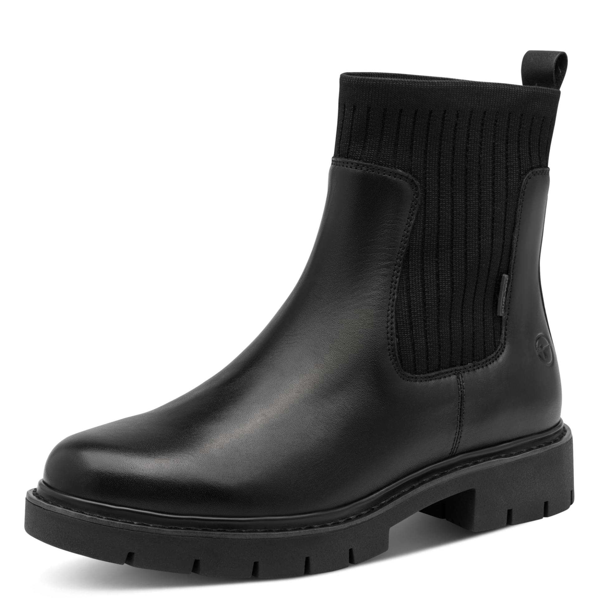 Tamaris Comfort Buta Chelsea Boots in Black, vue trois-quarts (SKU 8-86417-45--001)