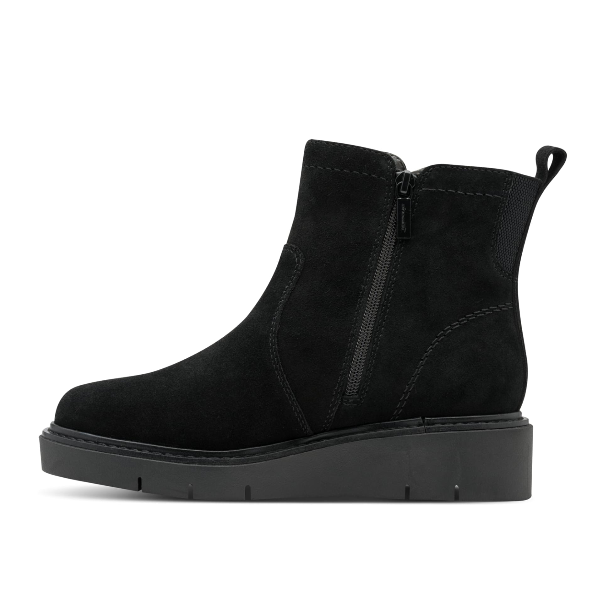 Tamaris Comfort Cora Bottines in Black Suede, côté intérieur (SKU 8-85408-45--019)