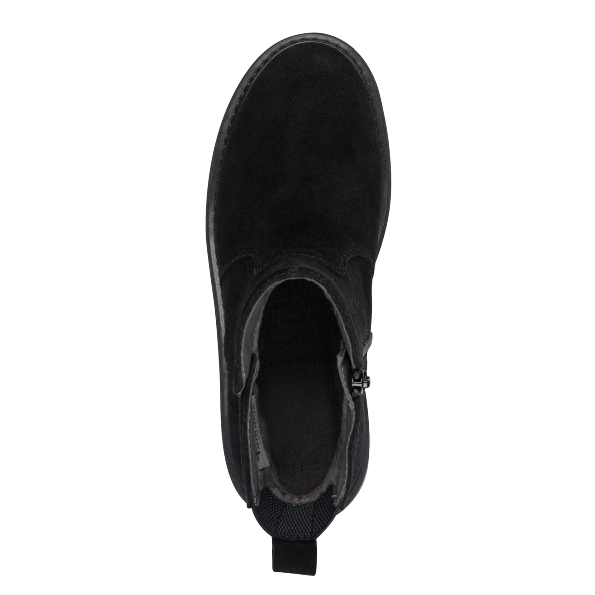Tamaris Comfort Cora Bottines in Black Suede, vue de dessus (SKU 8-85408-45--019)