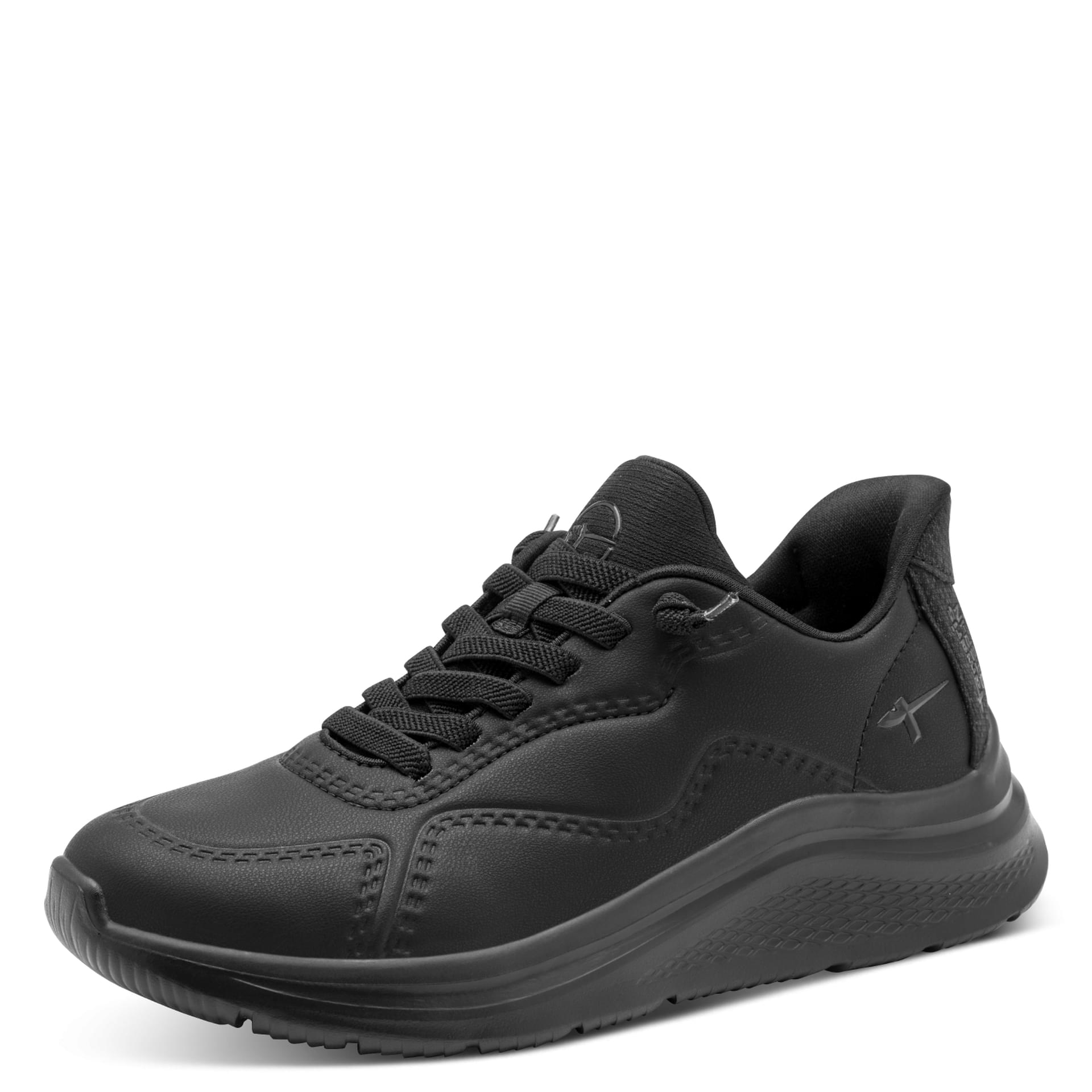 Tamaris Comfort Daisy Sneakers in Black, three-quarter view (SKU 8-83730-45--001)