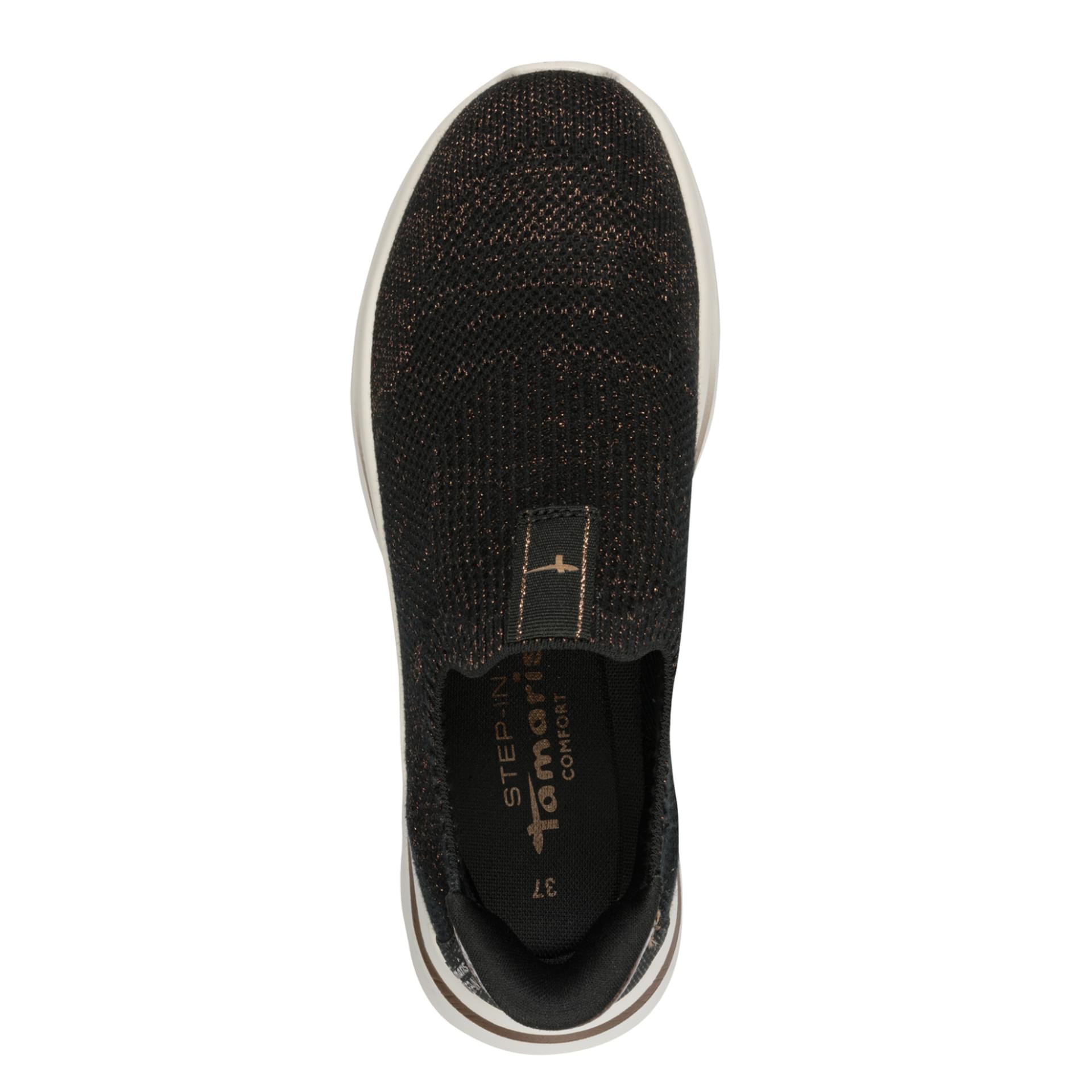 Tamaris Comfort Daisy Sneakers in Black, vue de dessus (SKU 8-84706-46--001)