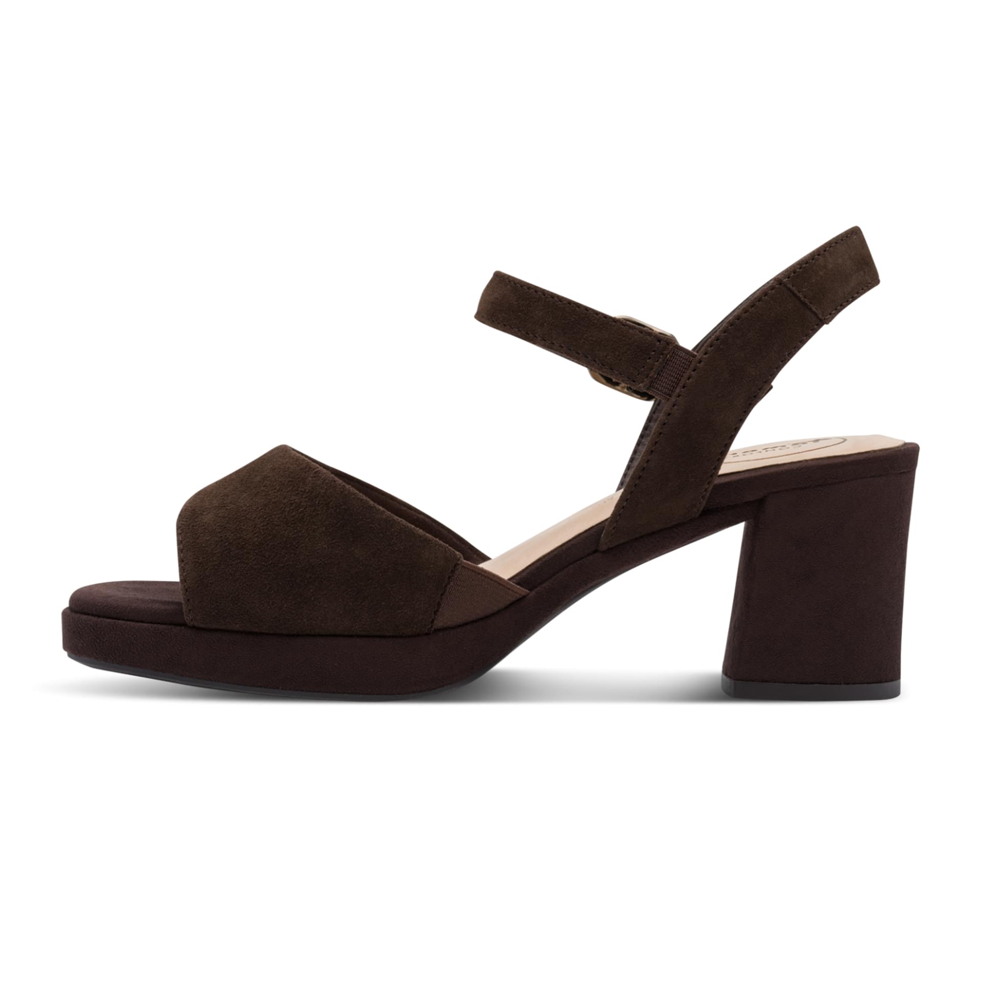 Tamaris Comfort Eiga Sandales in Mocca Suede, côté intérieur (SKU 8-88309-42--307)