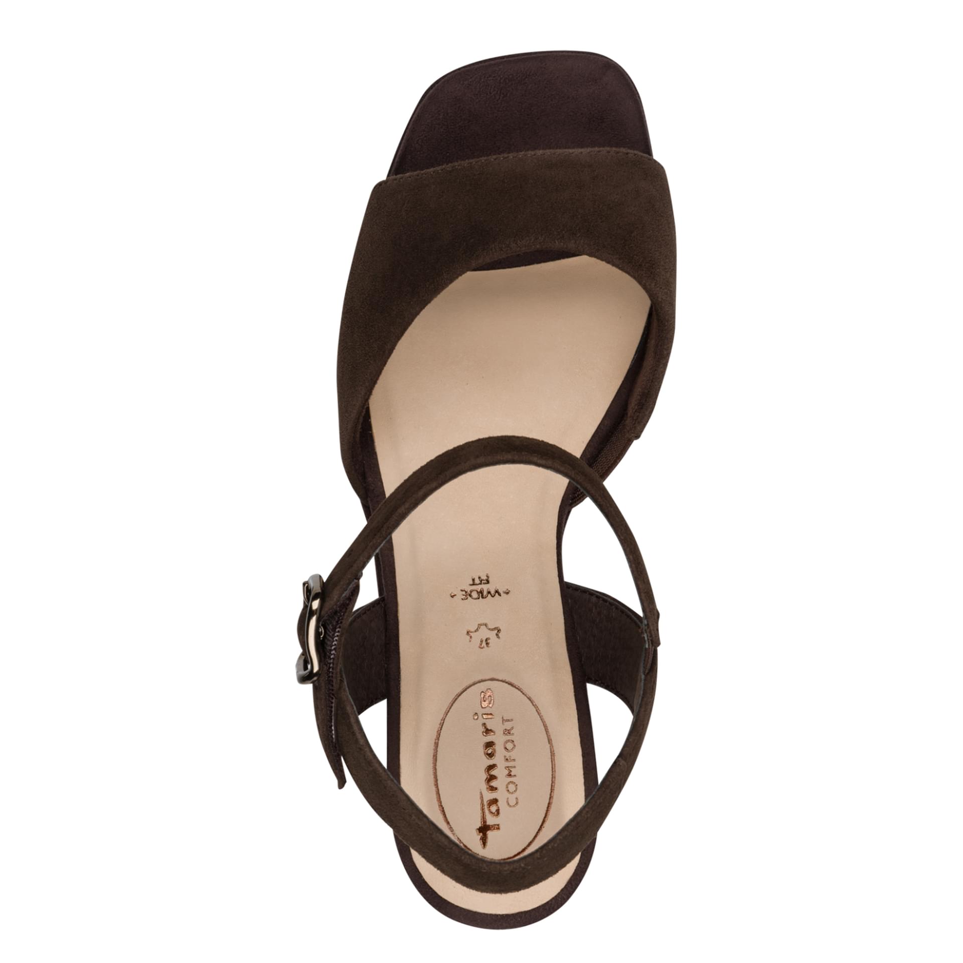 Tamaris Comfort Eiga Sandales in Mocca Suede, vue de dessus (SKU 8-88309-42--307)