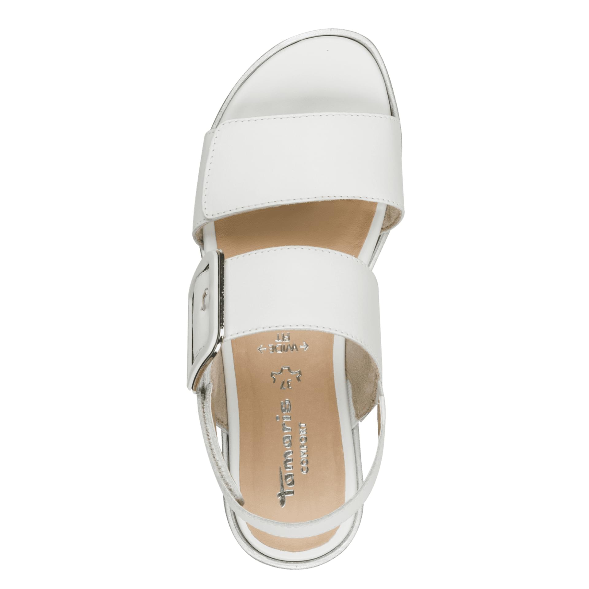 Tamaris Comfort Ella Sandales in White/Silver, vue de dessus (SKU 8-88706-42--191)