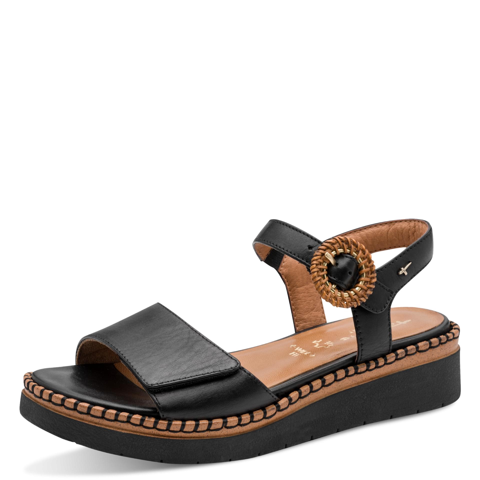 Tamaris Comfort Ella Sandales in Black, vue trois-quarts (SKU 8-88714-46--001)