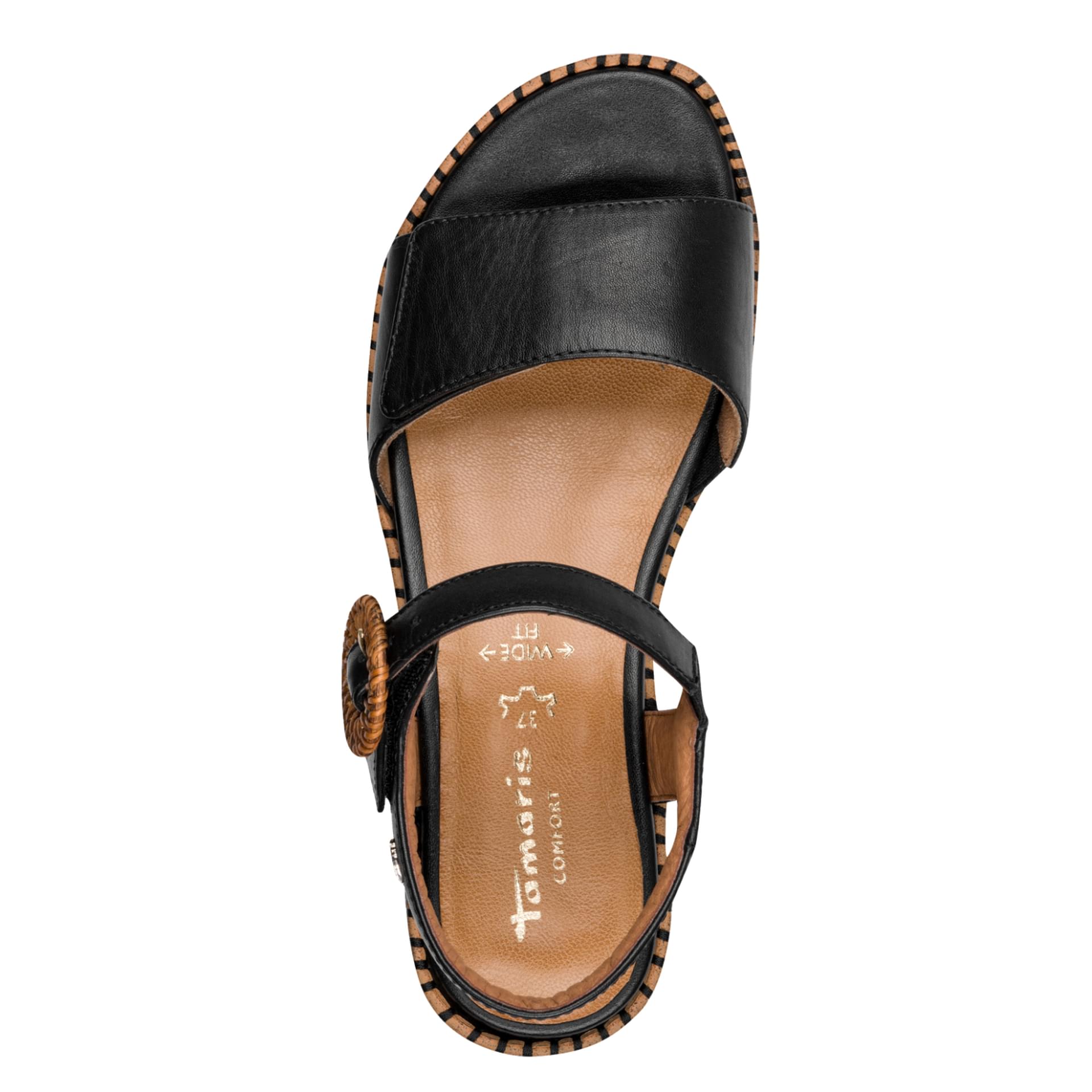 Tamaris Comfort Ella Sandales in Black, vue de dessus (SKU 8-88714-46--001)