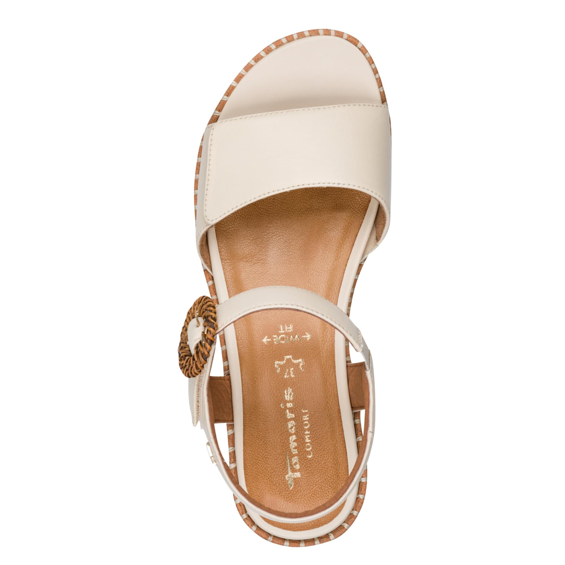 Tamaris Comfort Ella Sandalen leer in Ivory, bovenaanzicht (SKU 8-88714-46--411)