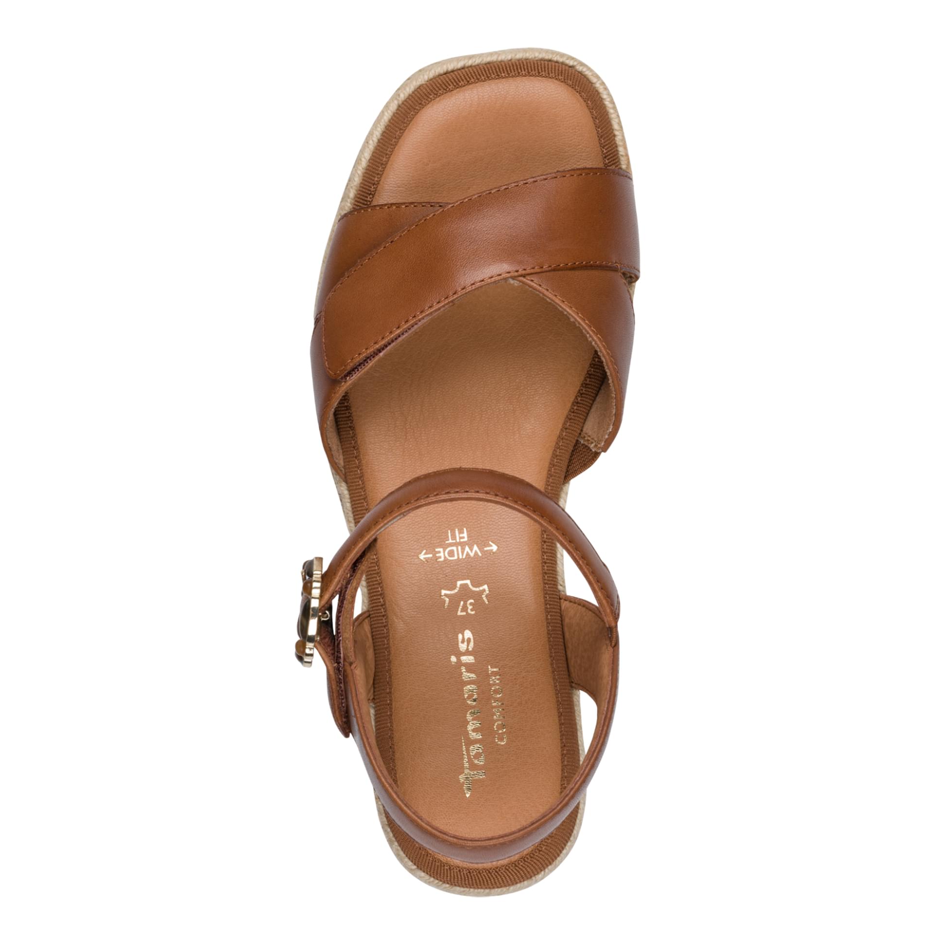 Tamaris Comfort Elsa Sandalen in Nut Nappa, bovenaanzicht (SKU 8-88208-46--443)