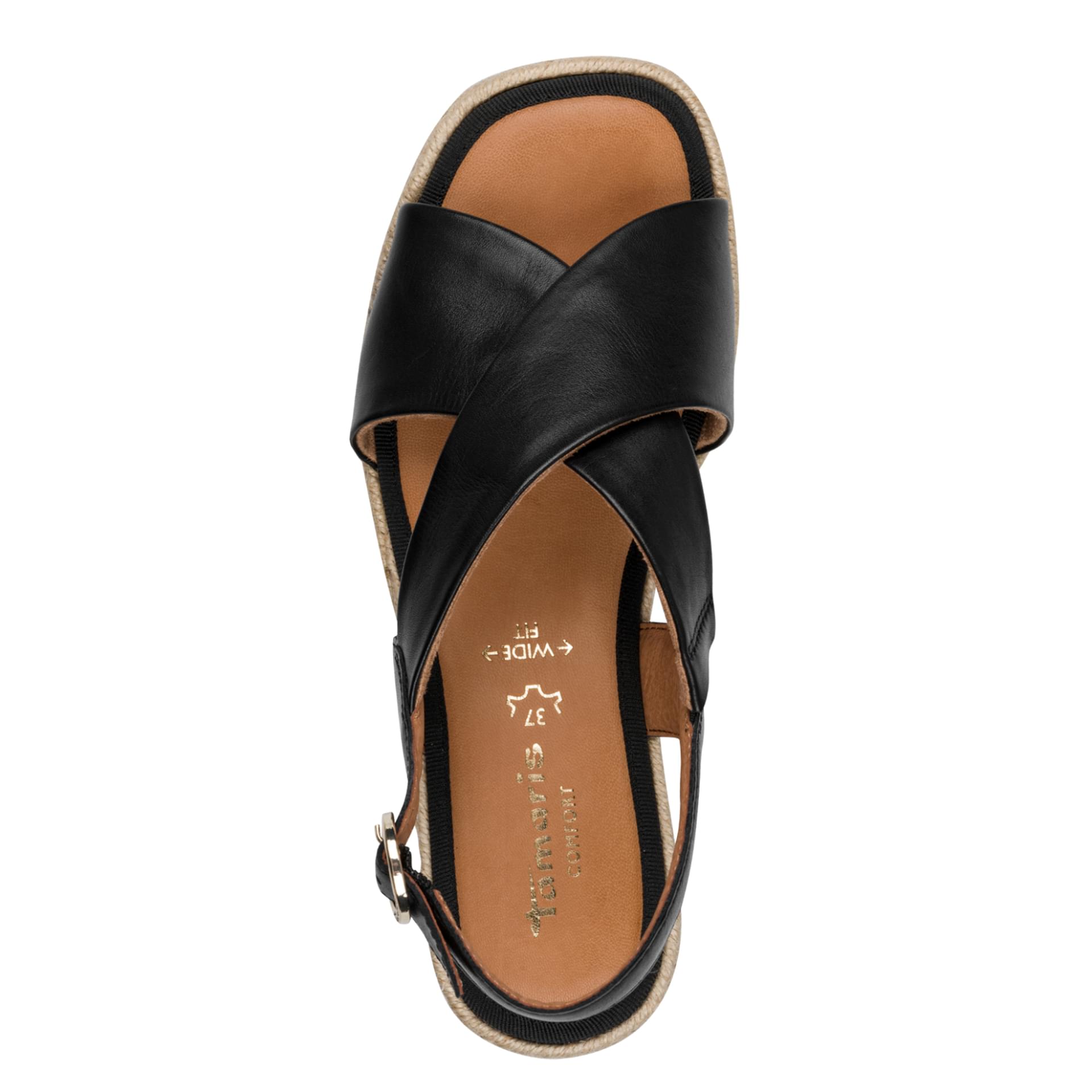 Tamaris Comfort Elsa Sandalen in Black, bovenaanzicht (SKU 8-88209-46--001)