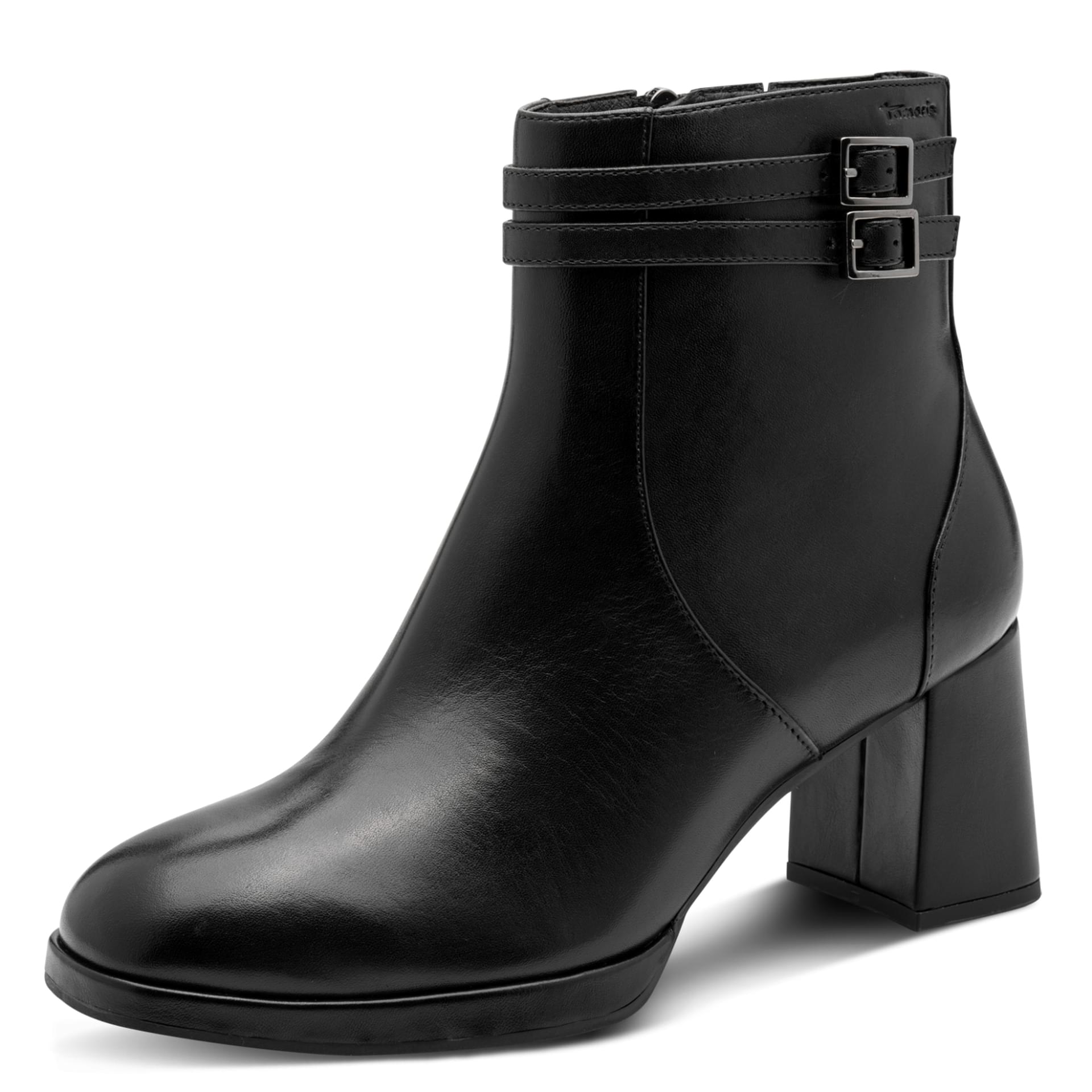 Tamaris Comfort Eva Ankle Boots leather in Black, three-quarter view (SKU 8-85308-47--001)