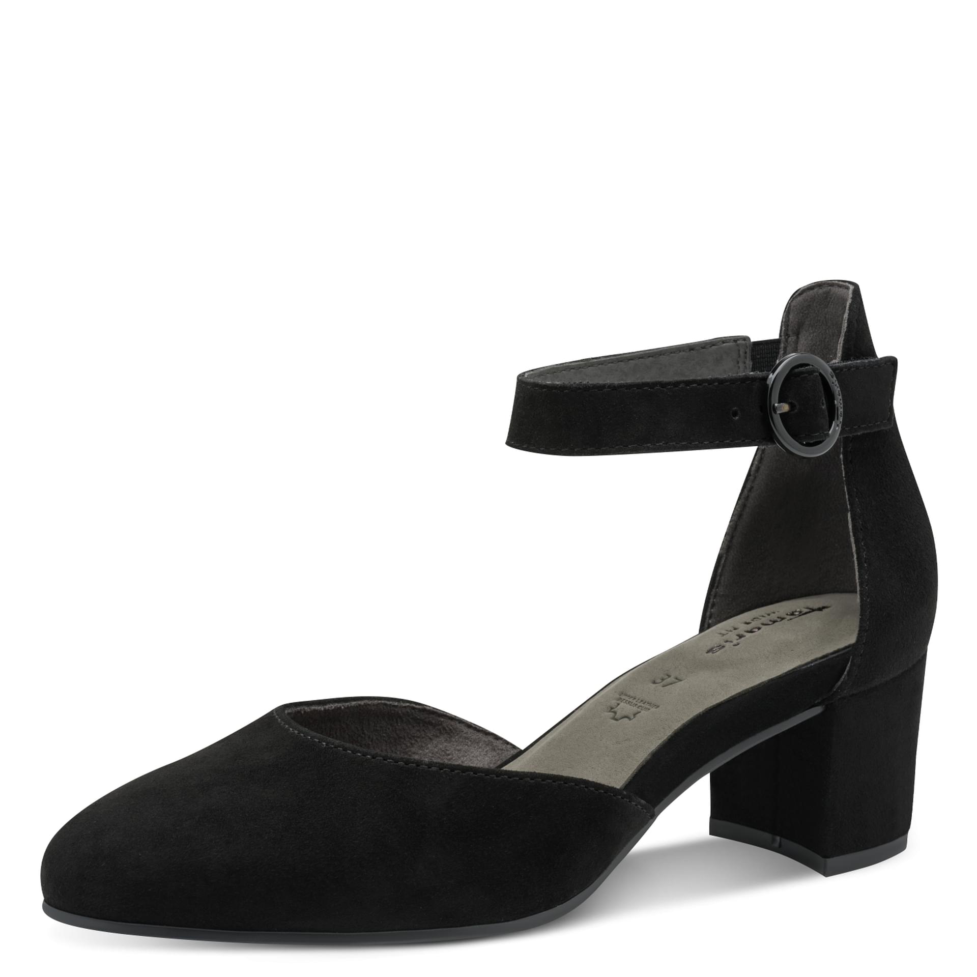 Tamaris Comfort Evelina Hakken in Black Suede, driekwartaanzicht (SKU 8-84402-42--019)
