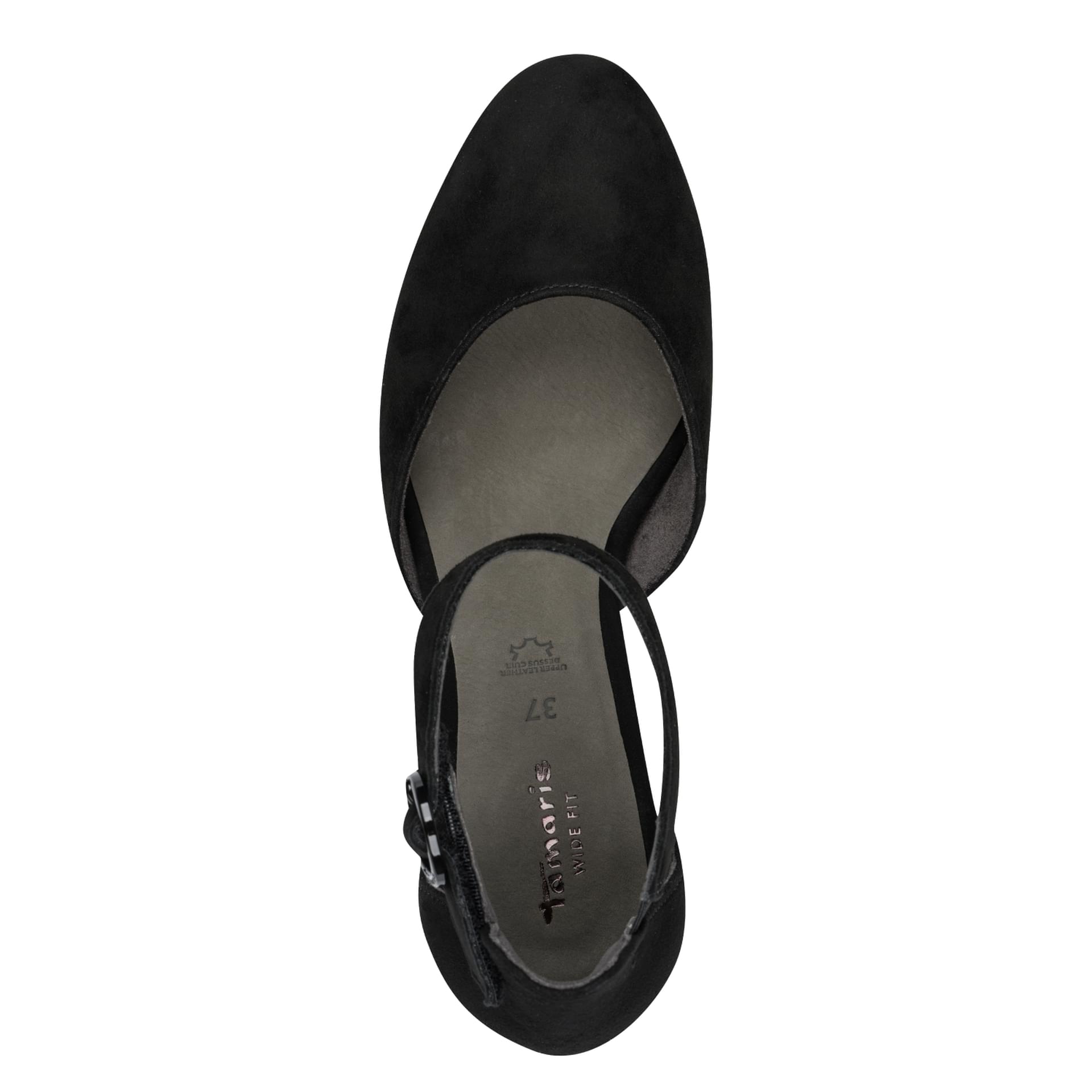 Tamaris Comfort Evelina Hakken in Black Suede, bovenaanzicht (SKU 8-84402-42--019)