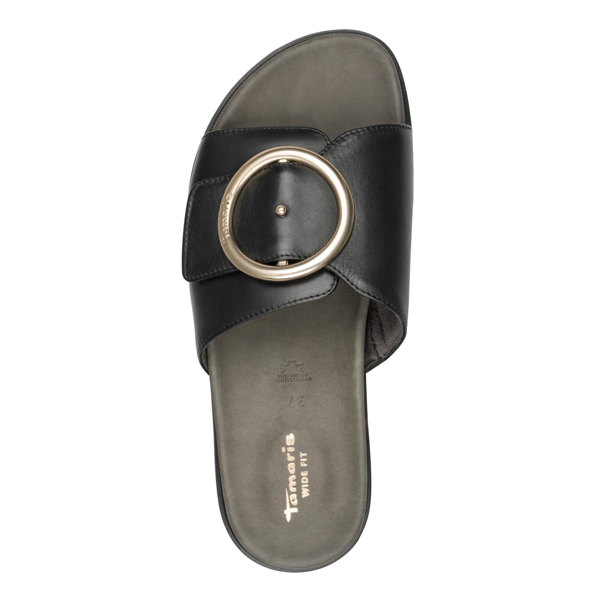 Tamaris Comfort Gafu Loafers in Black Nappa, top view (SKU 8-87106-42--022)