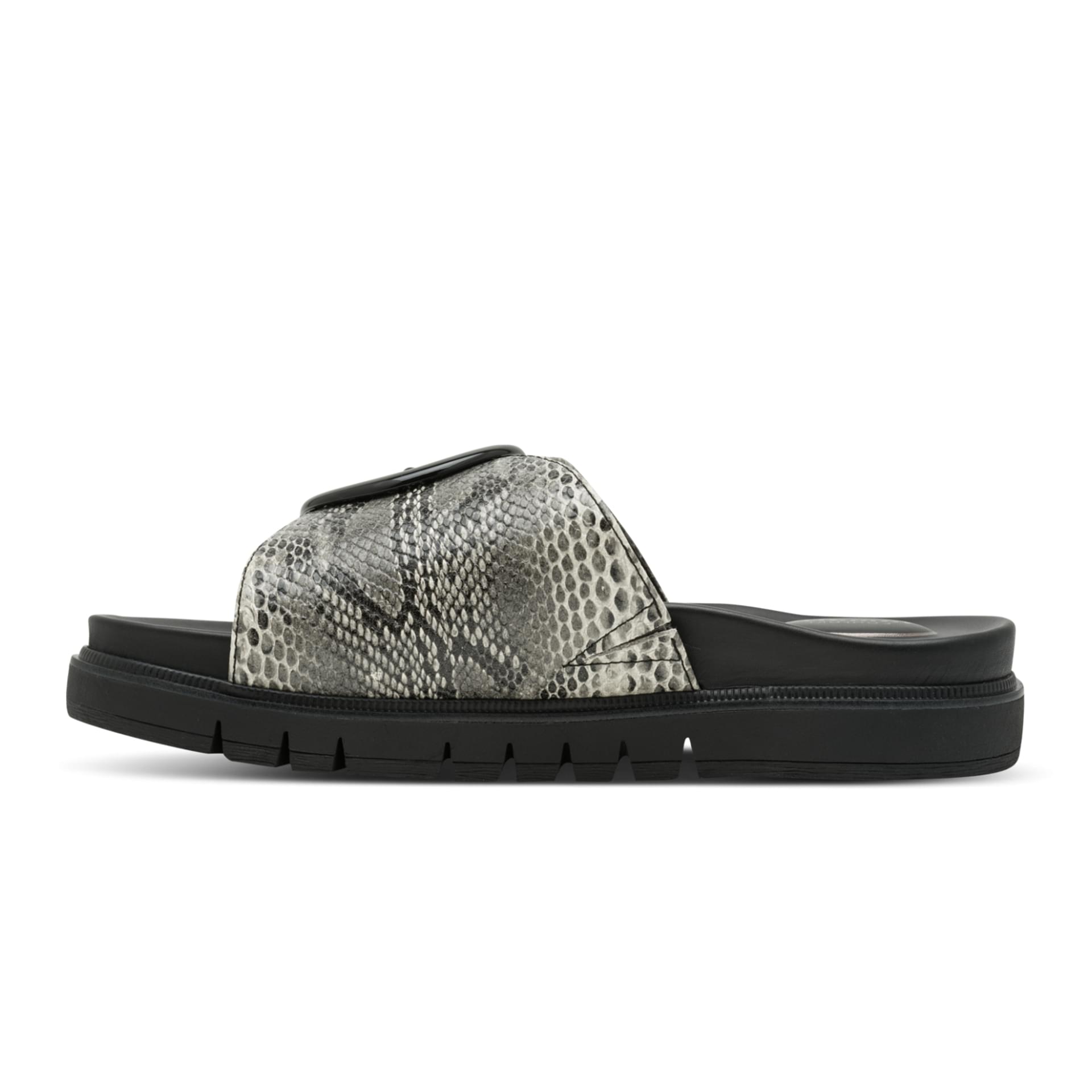 Tamaris Comfort Gafu Mules cuir in Black Snake, côté intérieur (SKU 8-87106-42--055)