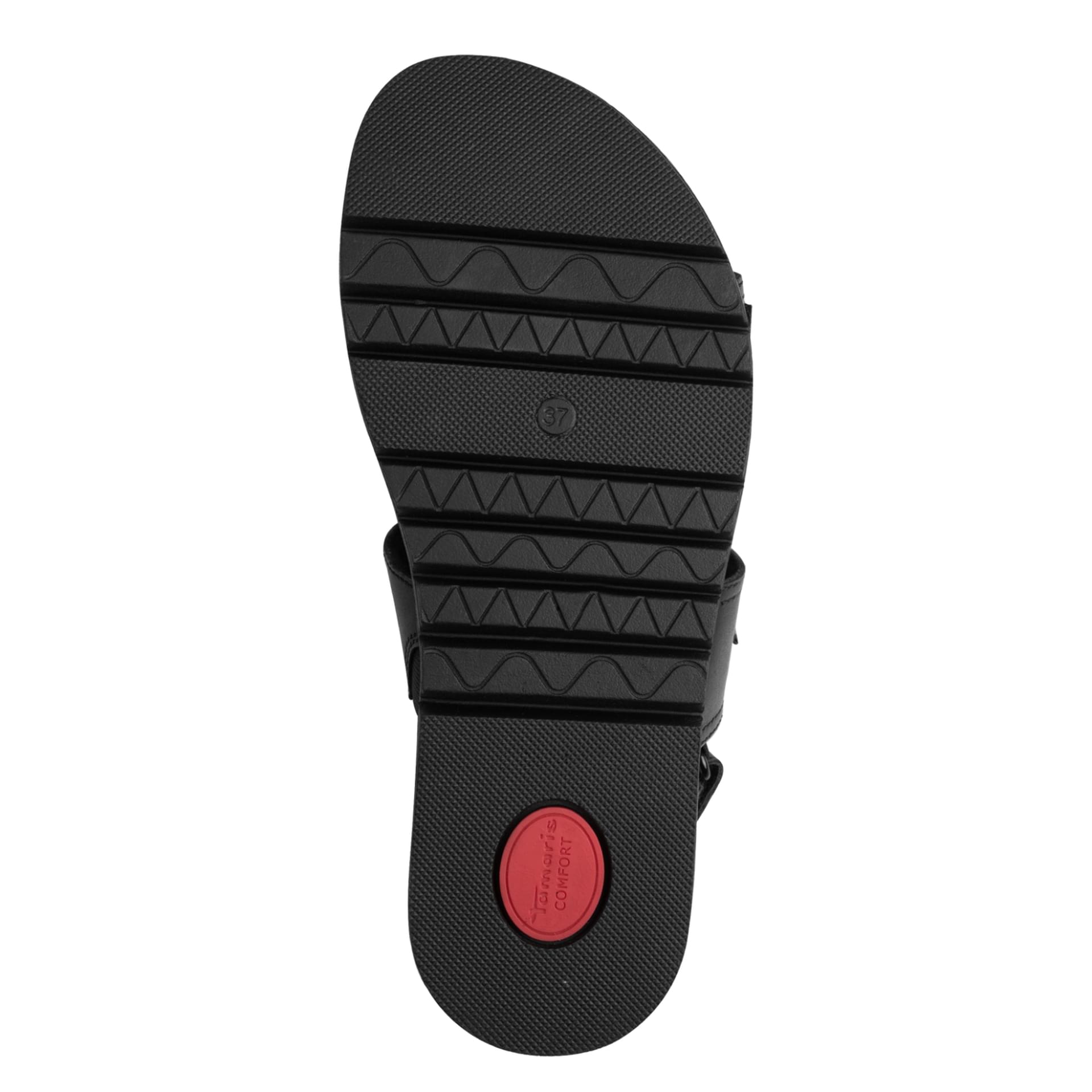 Tamaris Comfort Gafu Sandals in Black Nappa, sole (SKU 8-88604-46--022)