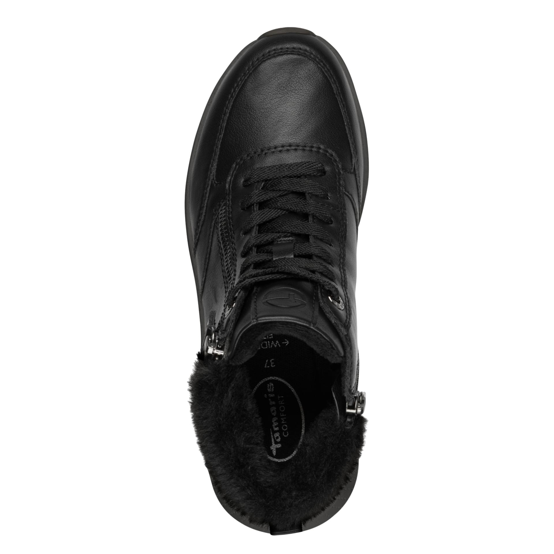 Tamaris Comfort Jane Ankle Boots in Black, top view (SKU 8-85200-45--001)