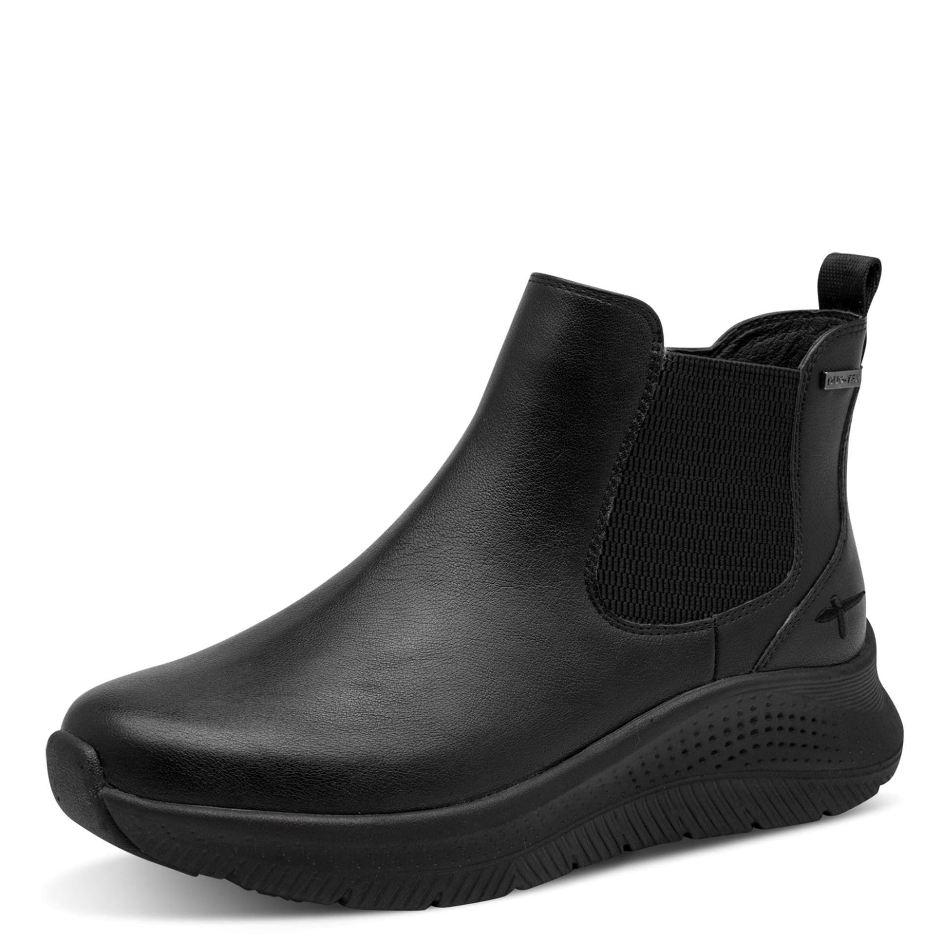 Tamaris Comfort Jane Chelsea Boots in Black, three-quarter view (SKU 8-86412-47--001)