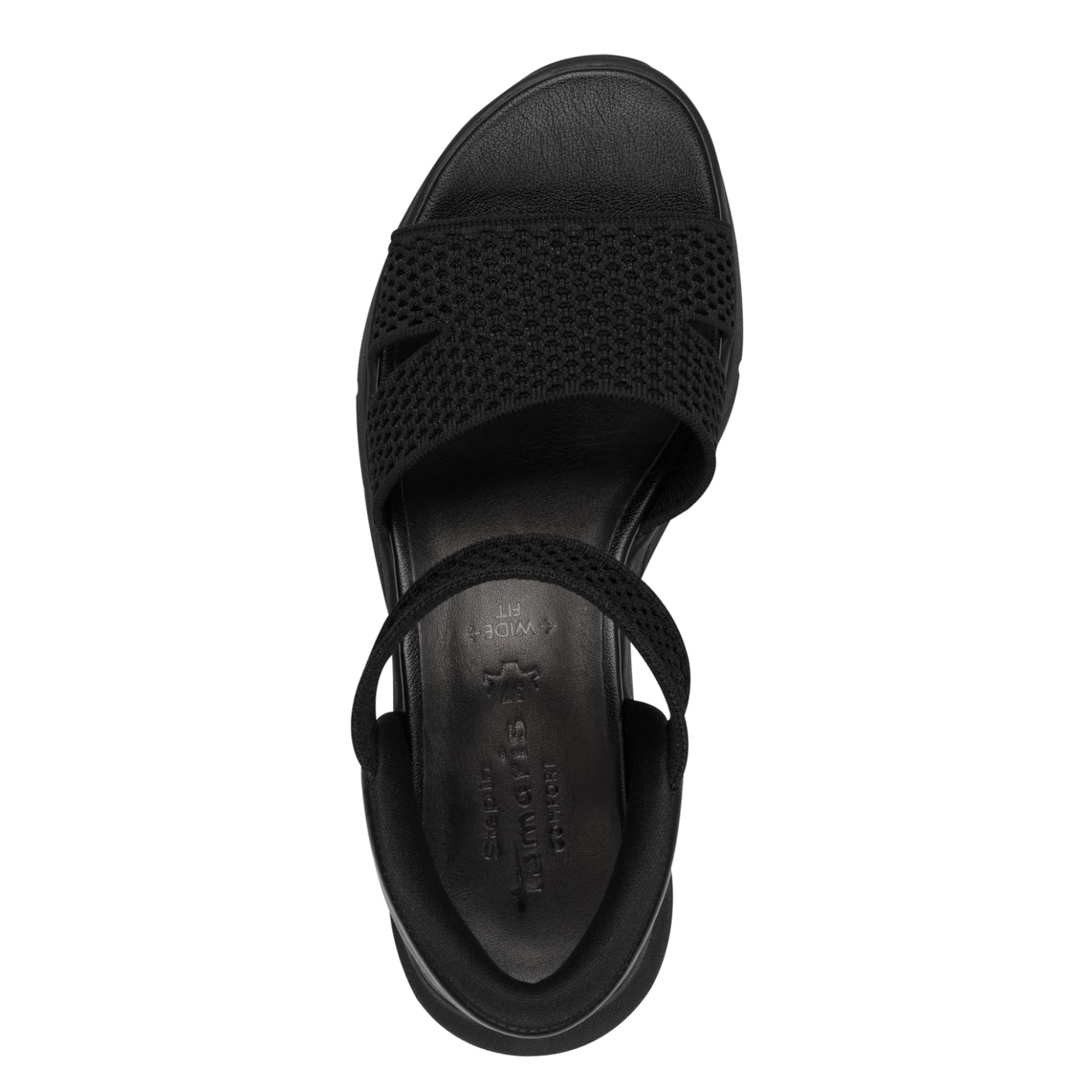 Tamaris Comfort Jasmin Sandals in Black, top view (SKU 8-88735-46--001)