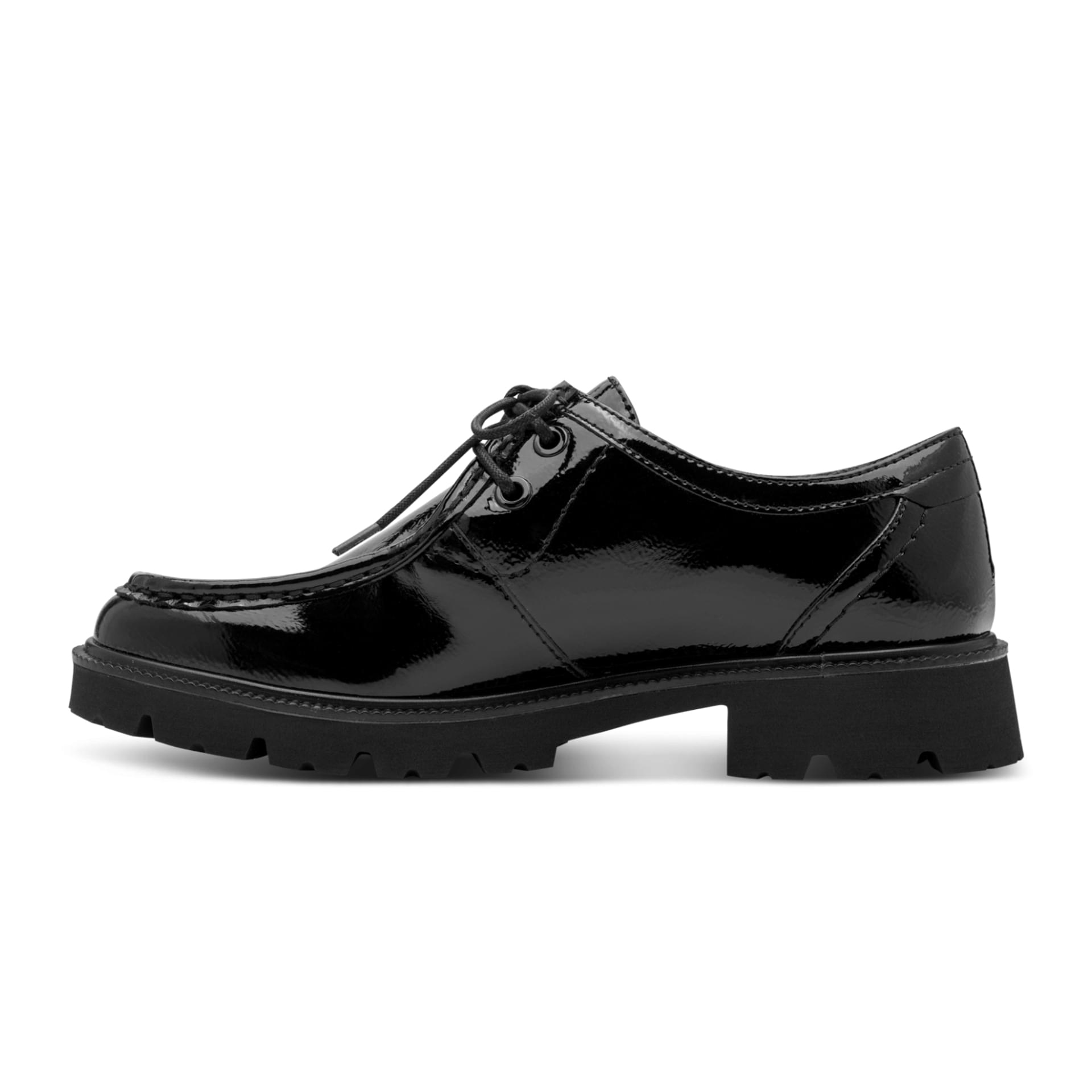 Tamaris Comfort Jean Derbies cuir in Black Patent, côté intérieur (SKU 8-83712-47--018)