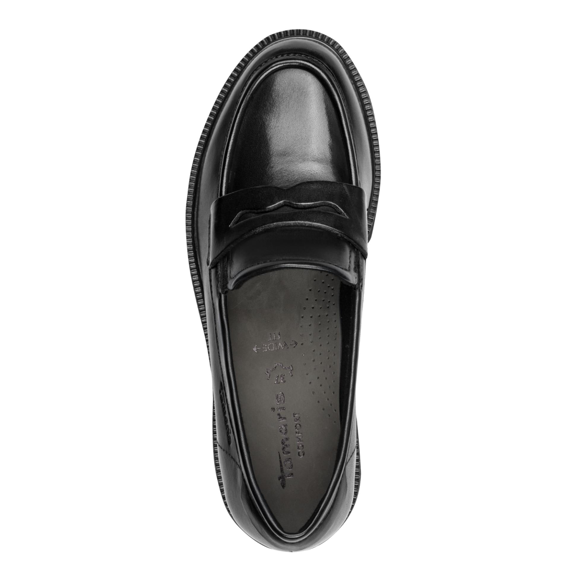 Tamaris Comfort Jean Loafers leer in Black Nappa, bovenaanzicht (SKU 8-84700-47--022)