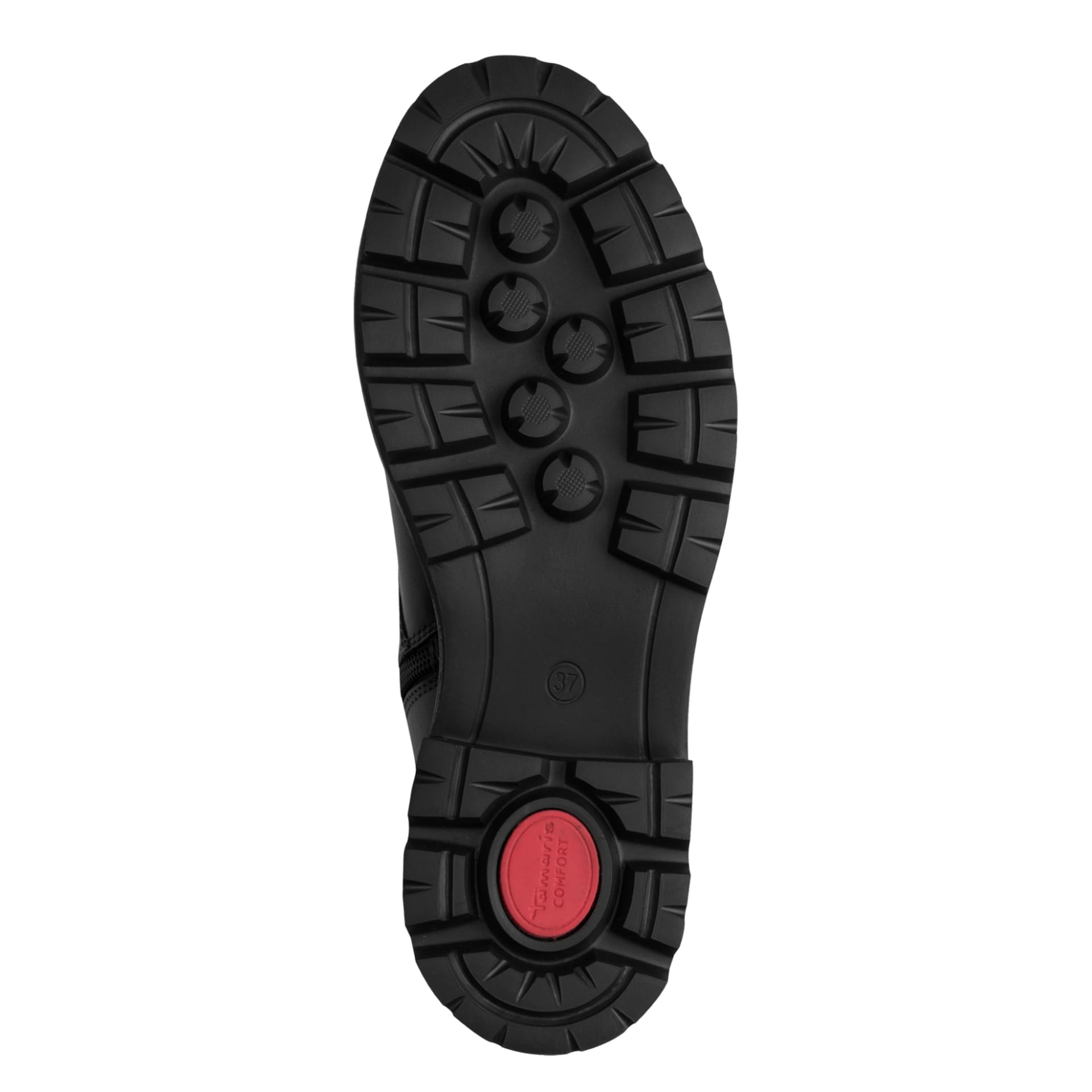 Tamaris Comfort Jean Enkellaarsjes leer in Black Nappa, zool (SKU 8-85110-47--022)