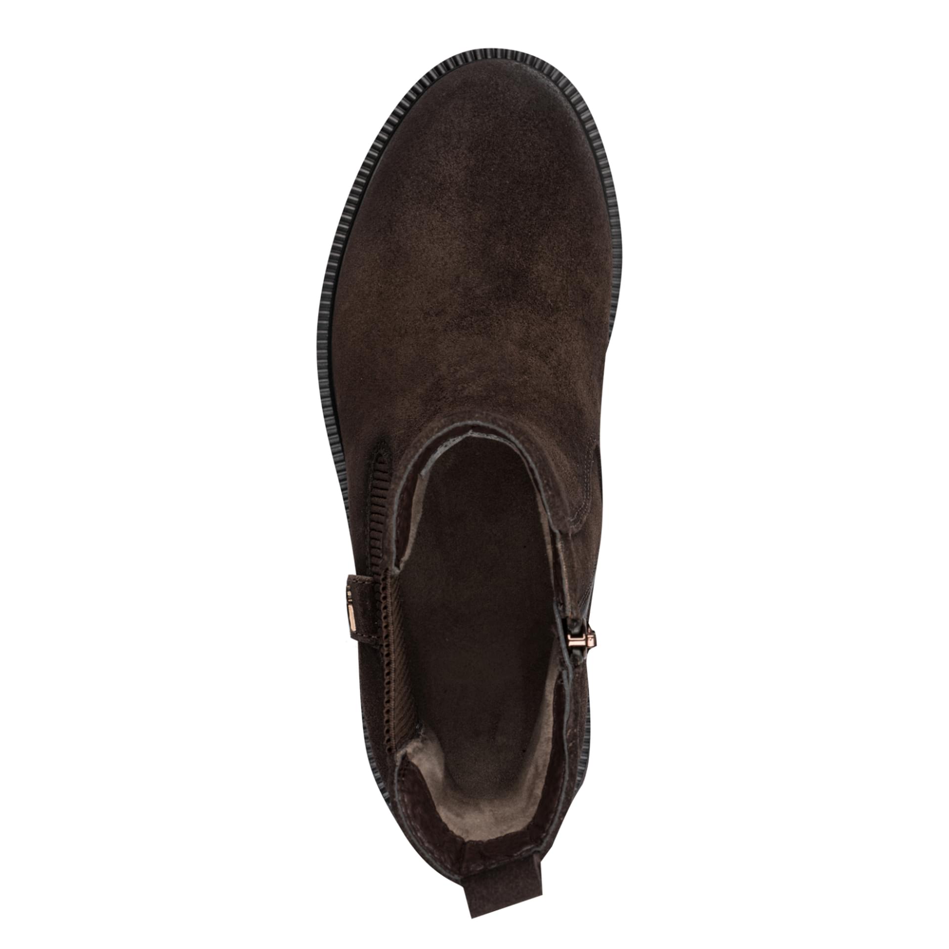 Tamaris Comfort Jean Chelsea Boots in Mocca Suede, vue de dessus (SKU 8-85402-47--307)