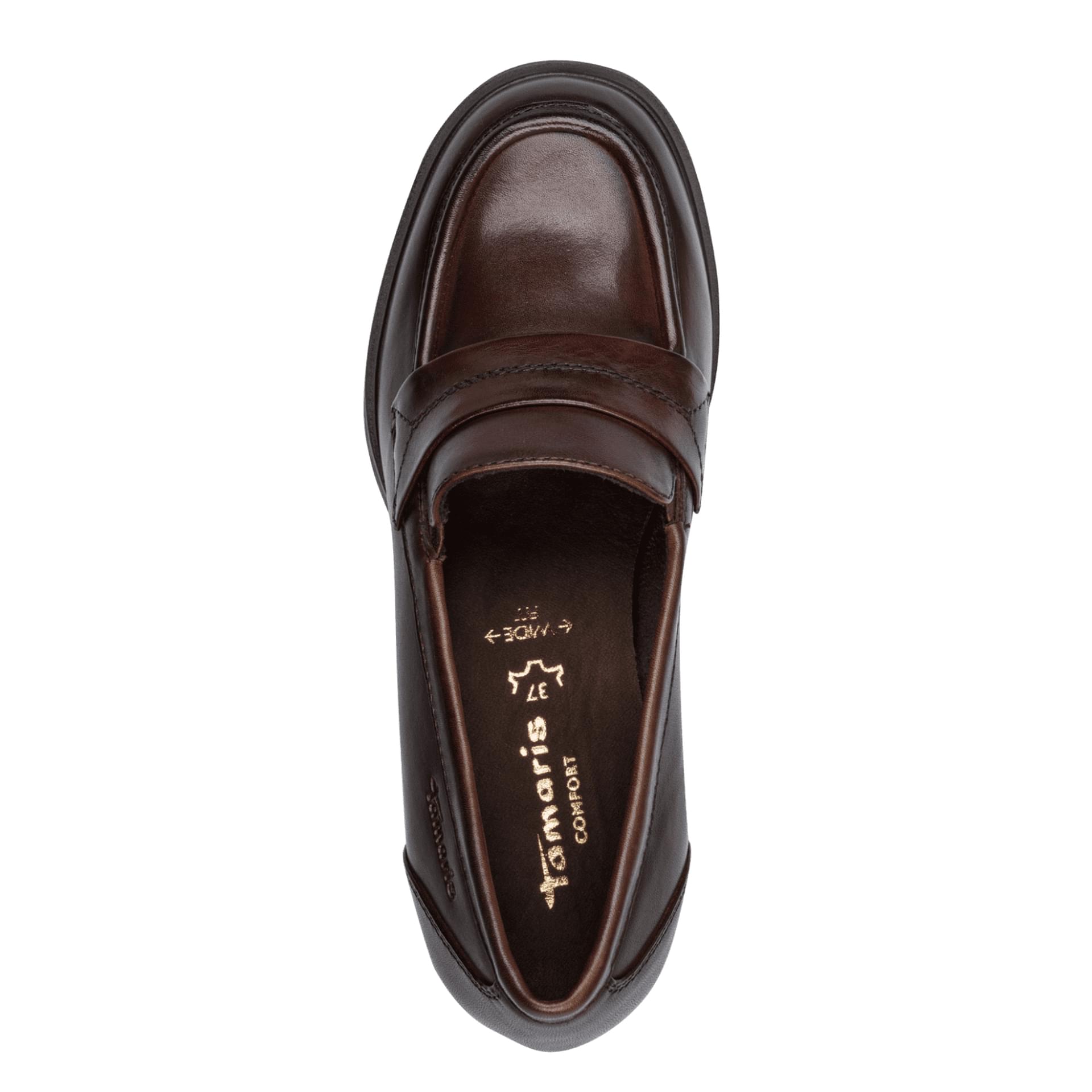 Tamaris Comfort Jova Trotteurs cuir in Mocca Nappa, vue de dessus (SKU 8-84301-47--395)