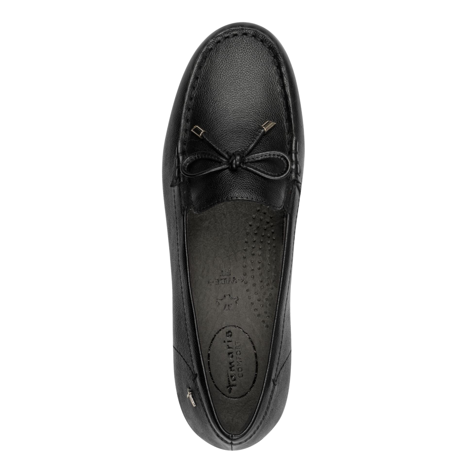 Tamaris Comfort Joy Instappers in Black Nappa, bovenaanzicht (SKU 8-84600-44--022)