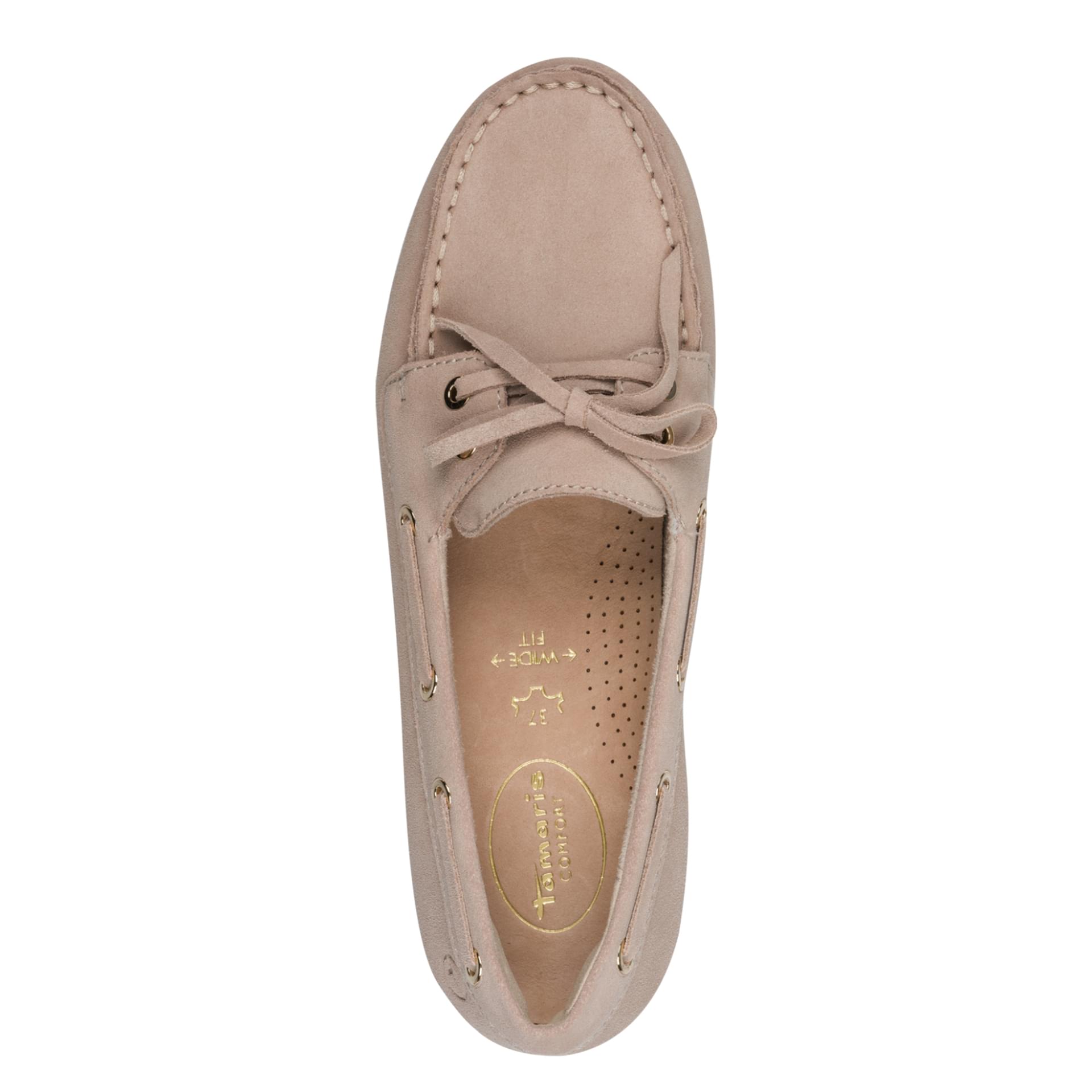 Tamaris Comfort Joy Slippers in Beige, top view (SKU 8-84601-46--400)