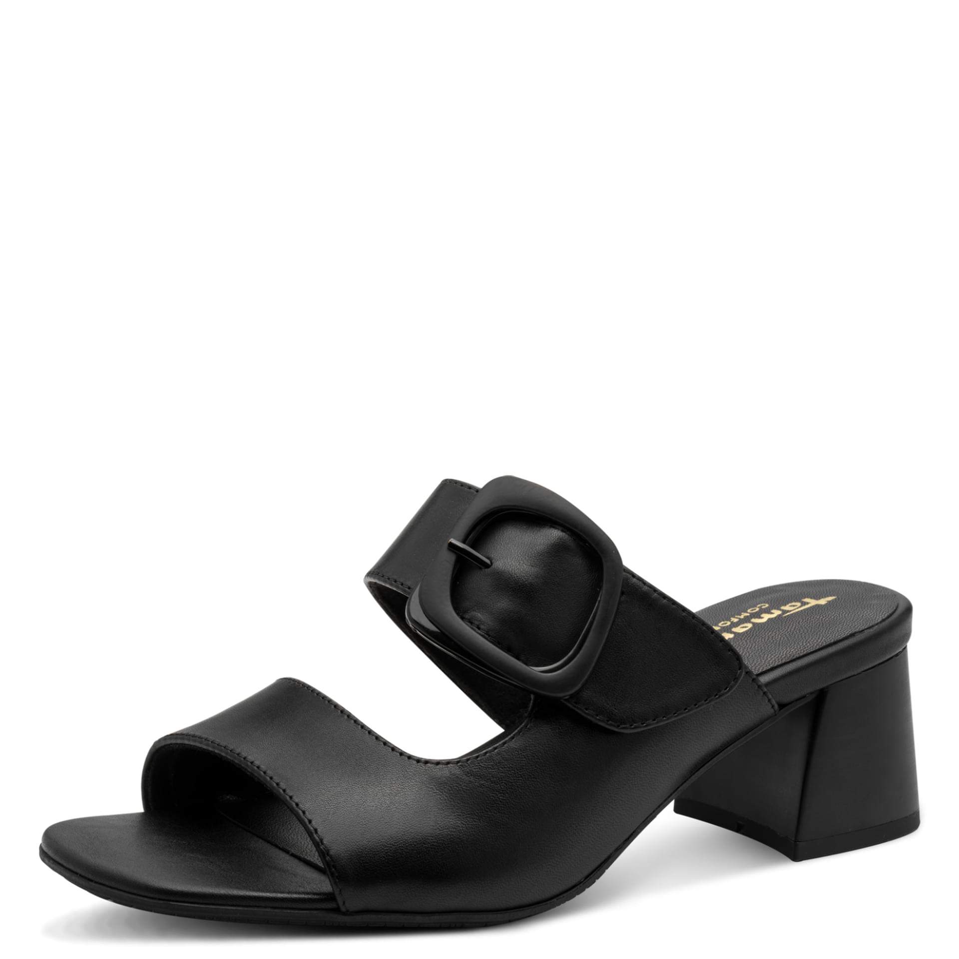 Tamaris Comfort Julia Loafers in Black Nappa, vue trois-quarts (SKU 8-87215-46--022)