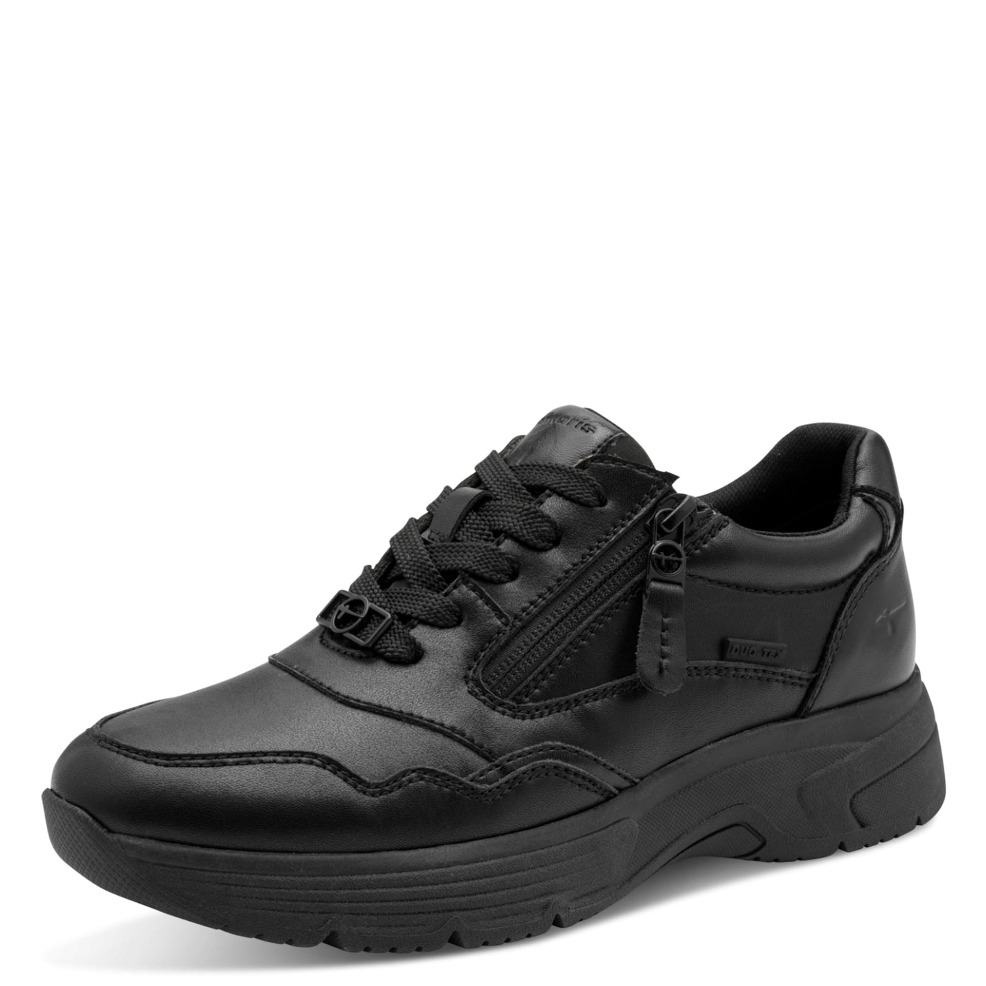 Tamaris Comfort Kelly Sneakers in Black Nap Uni, three-quarter view (SKU 8-83704-45--004)