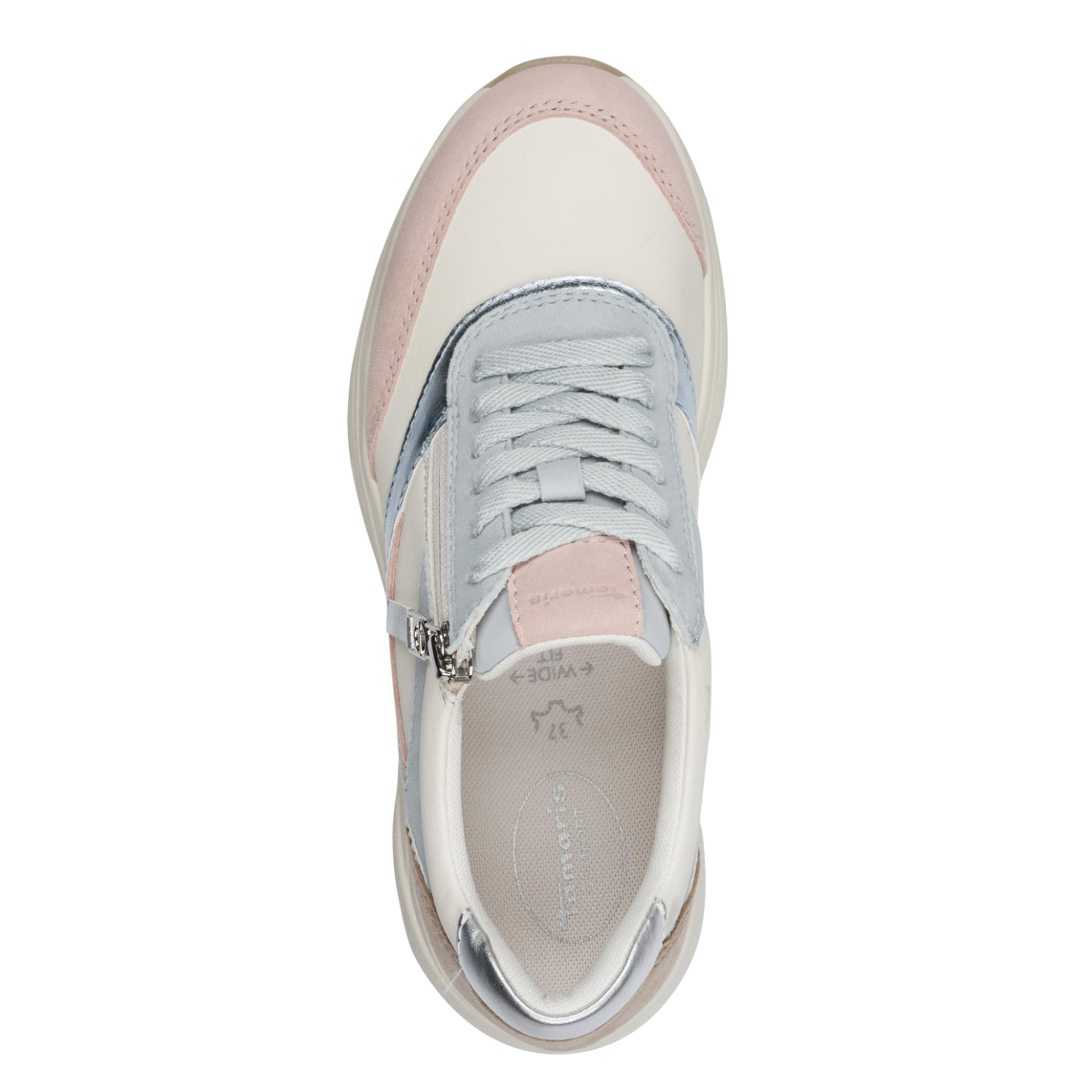 Tamaris Comfort Kelly Sneakers in Offwhite Comb, vue de dessus (SKU 8-83706-45--190)