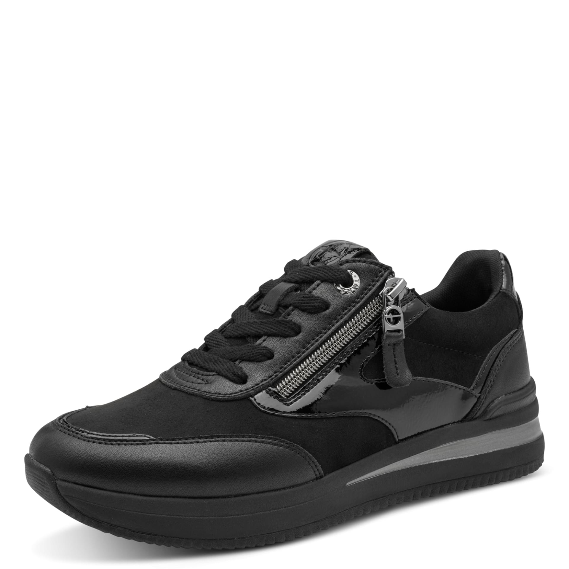 Tamaris Comfort Kelly Sneakers in Black, three-quarter view (SKU 8-83717-47--001)