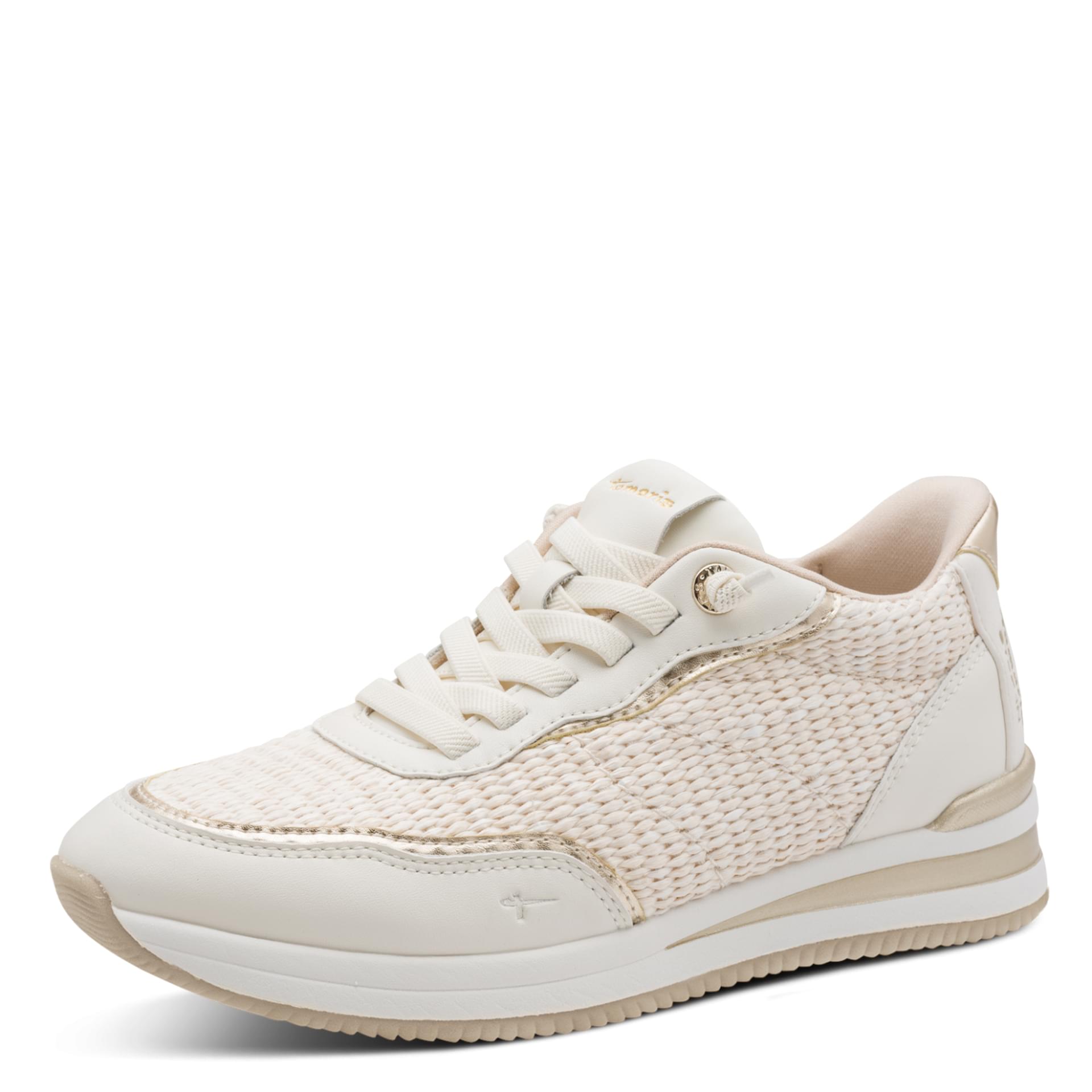 Tamaris Comfort Kelly Sneakers in Beige, three-quarter view (SKU 8-83738-46--400)
