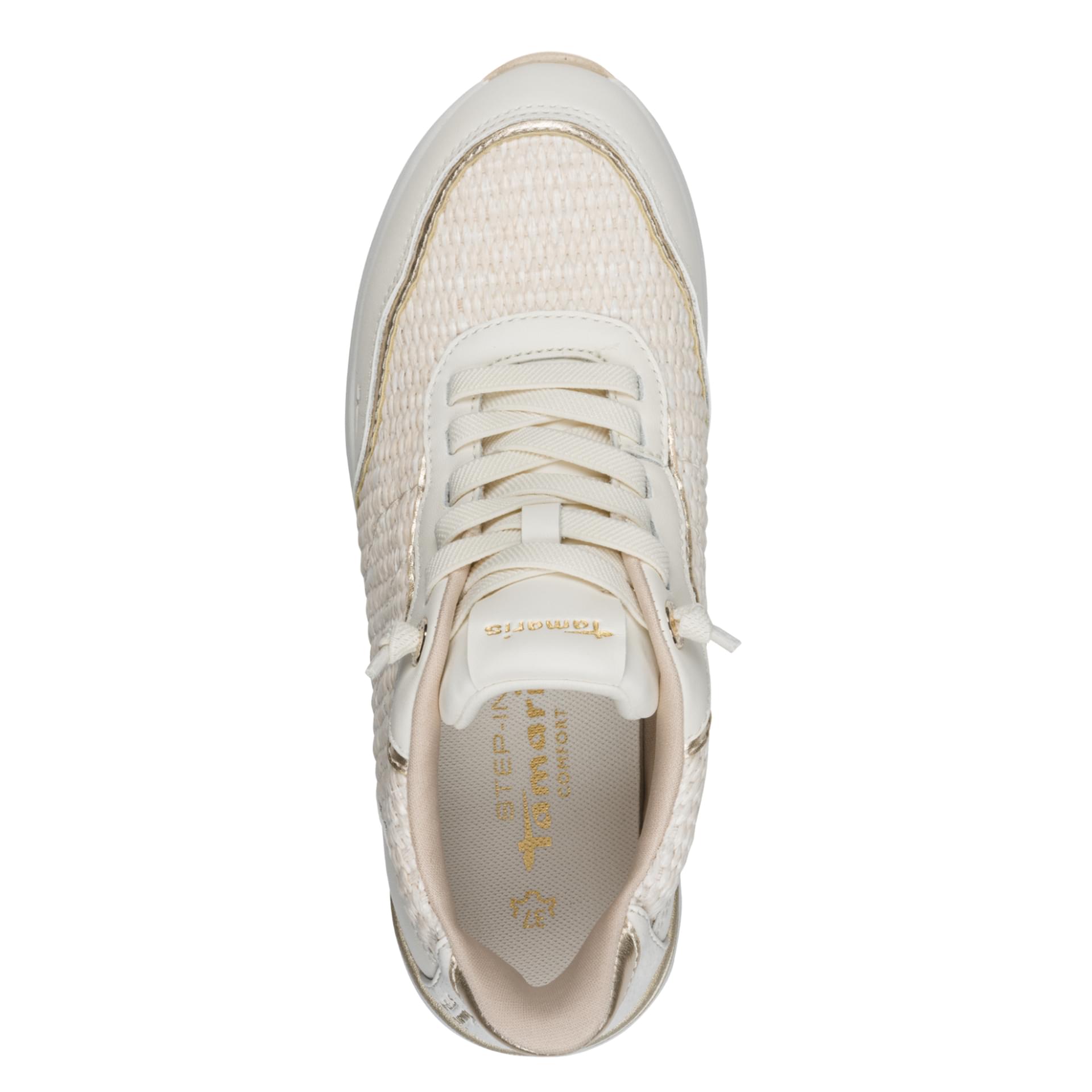 Tamaris Comfort Kelly Sneakers in Beige, top view (SKU 8-83738-46--400)
