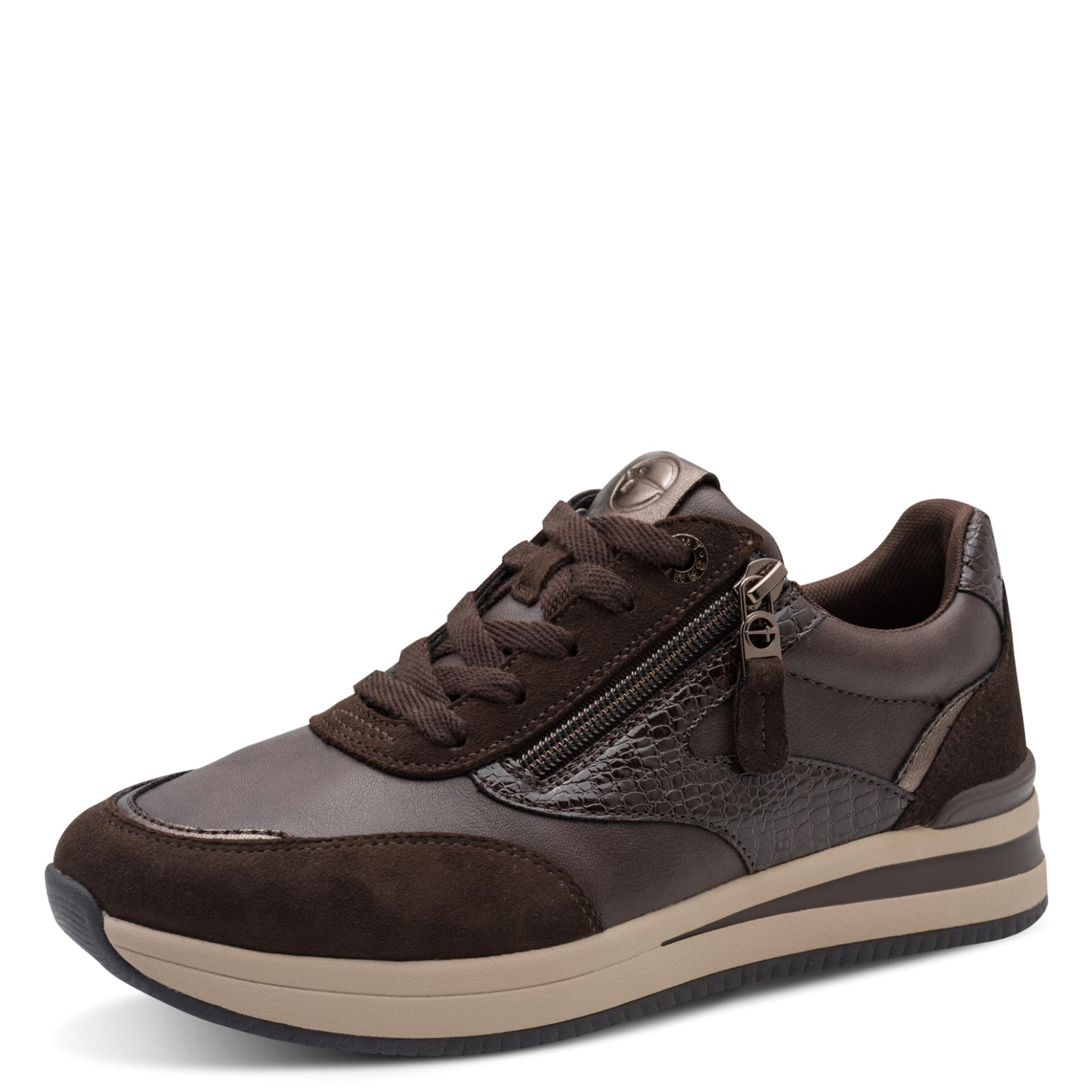 Tamaris Comfort Kelly Sneakers in Mocca, three-quarter view (SKU 8-83747-47--304)